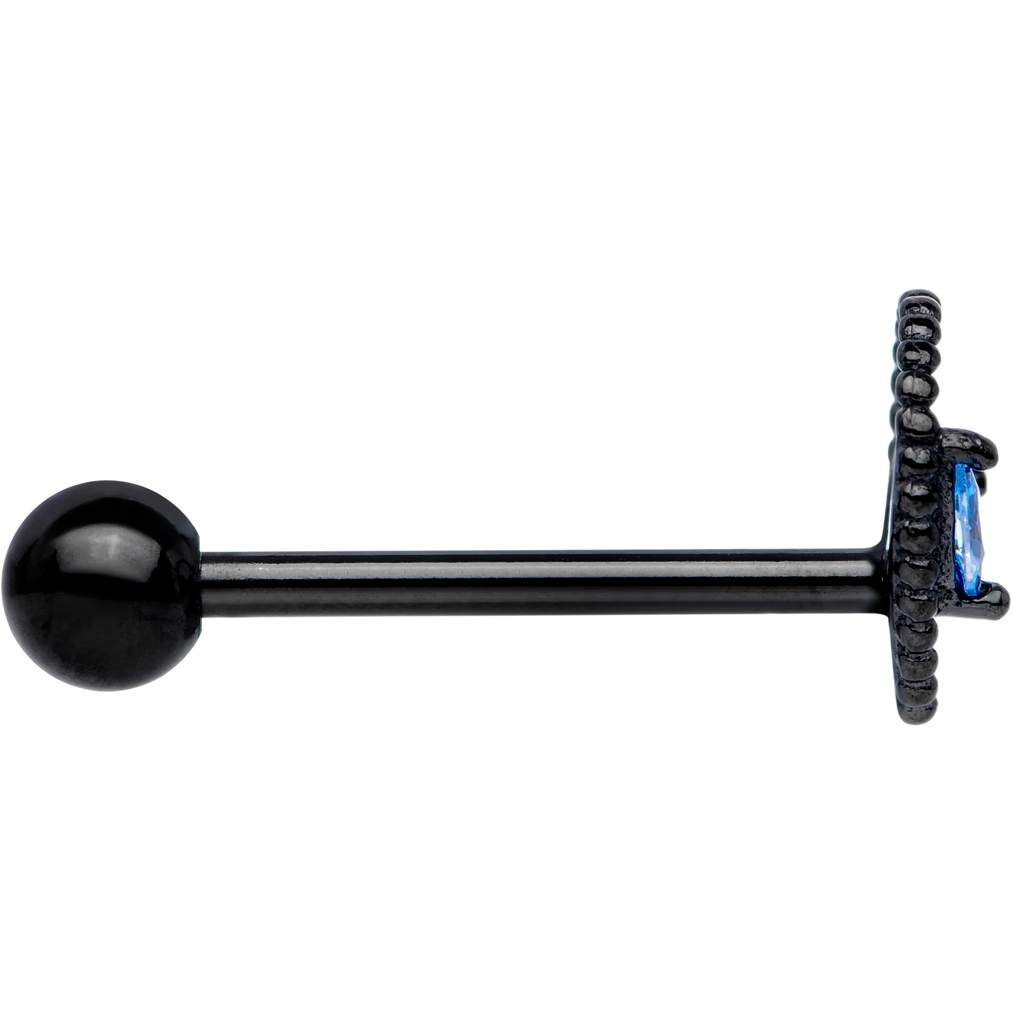 Aqua Gem Black Alien Barbell Tongue Ring - Image 3