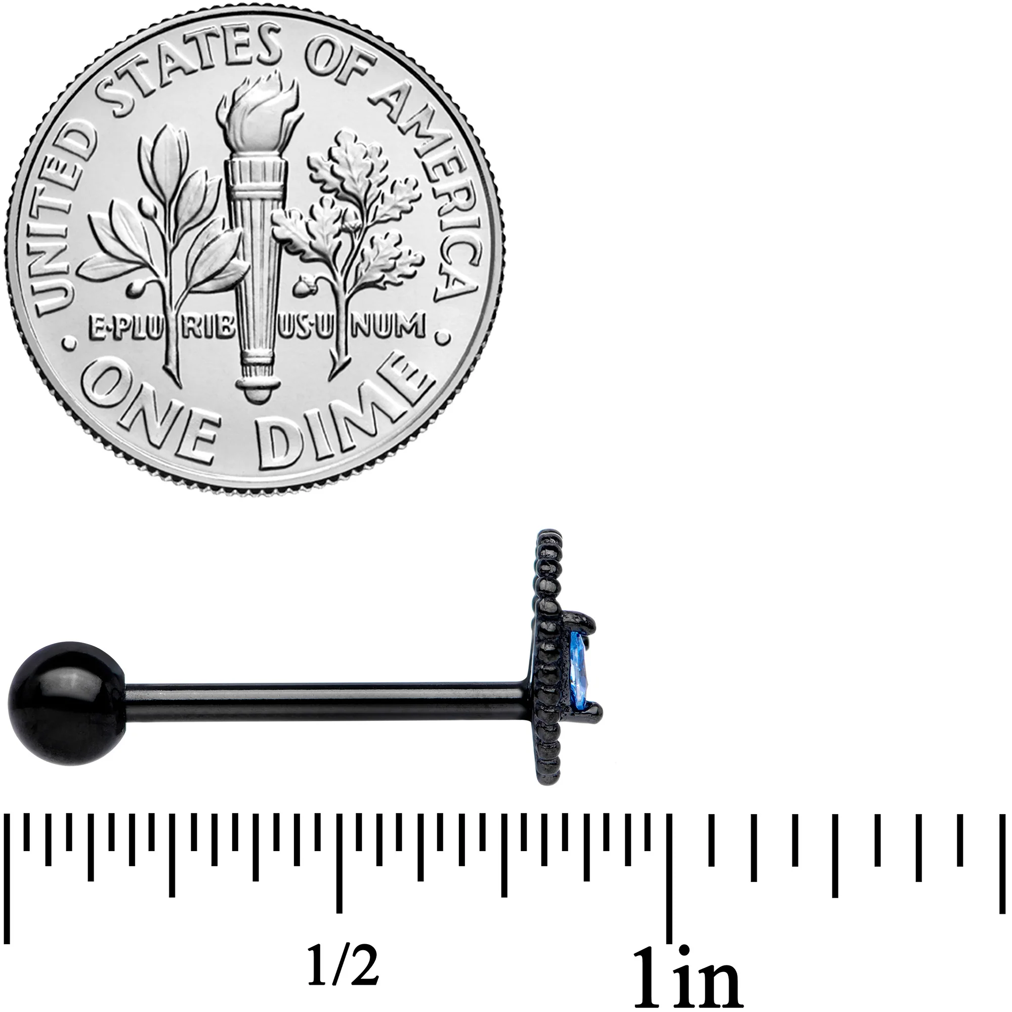 Aqua Gem Black Alien Barbell Tongue Ring - Image 4