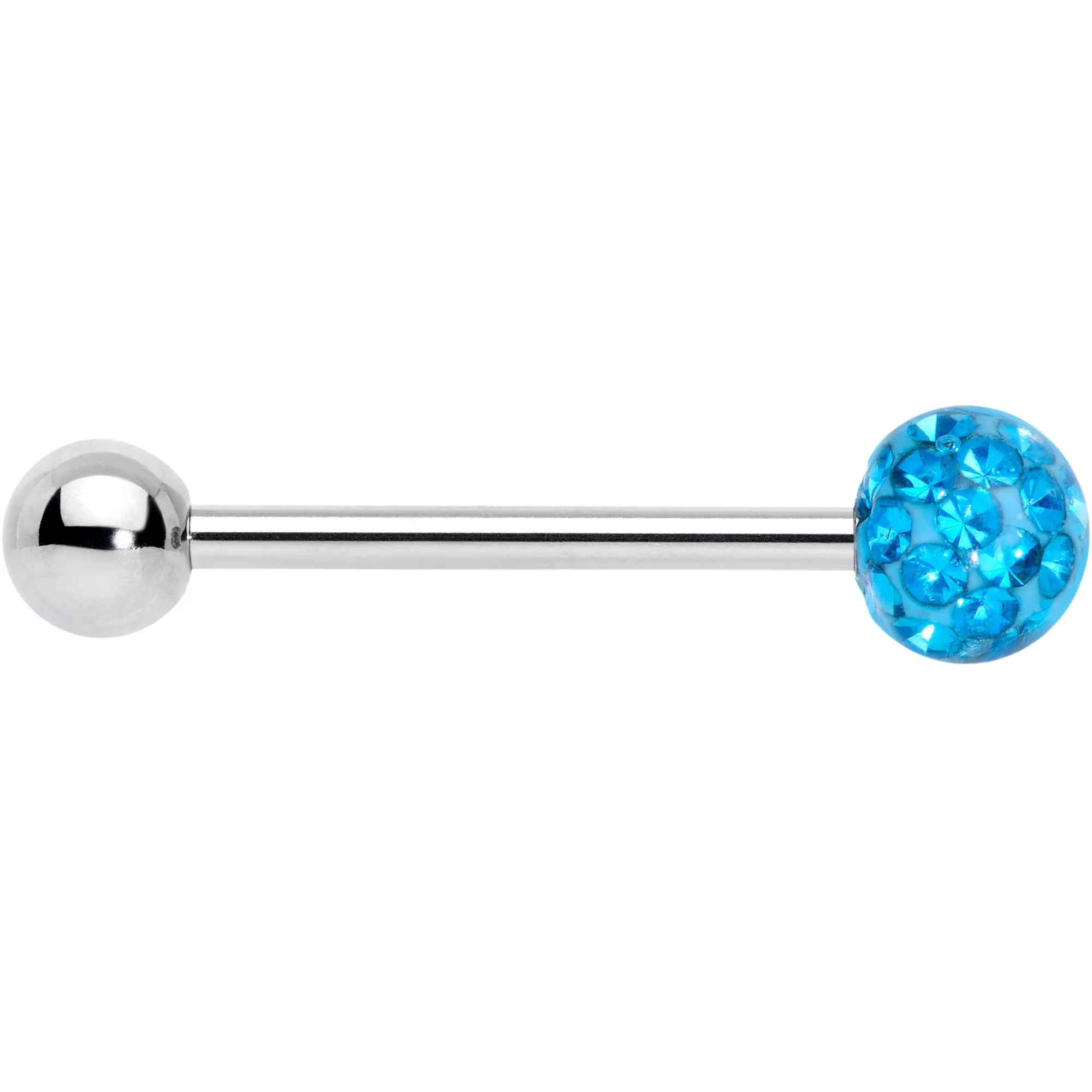 Aqua Gem Disco Ball Internally Threaded Barbell Tongue Ring - Image 3