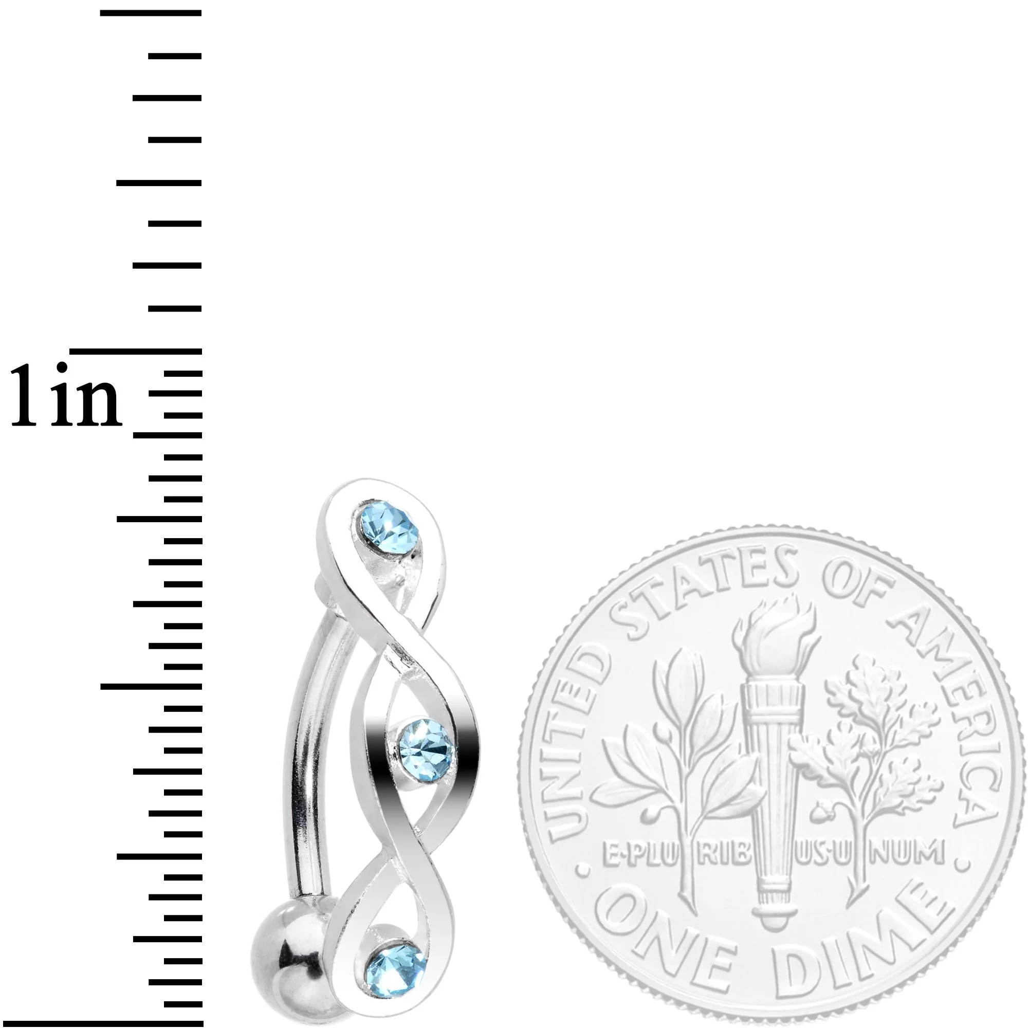 Aqua Gem Fashionably Twisted Reversible Belly Ring - Image 3
