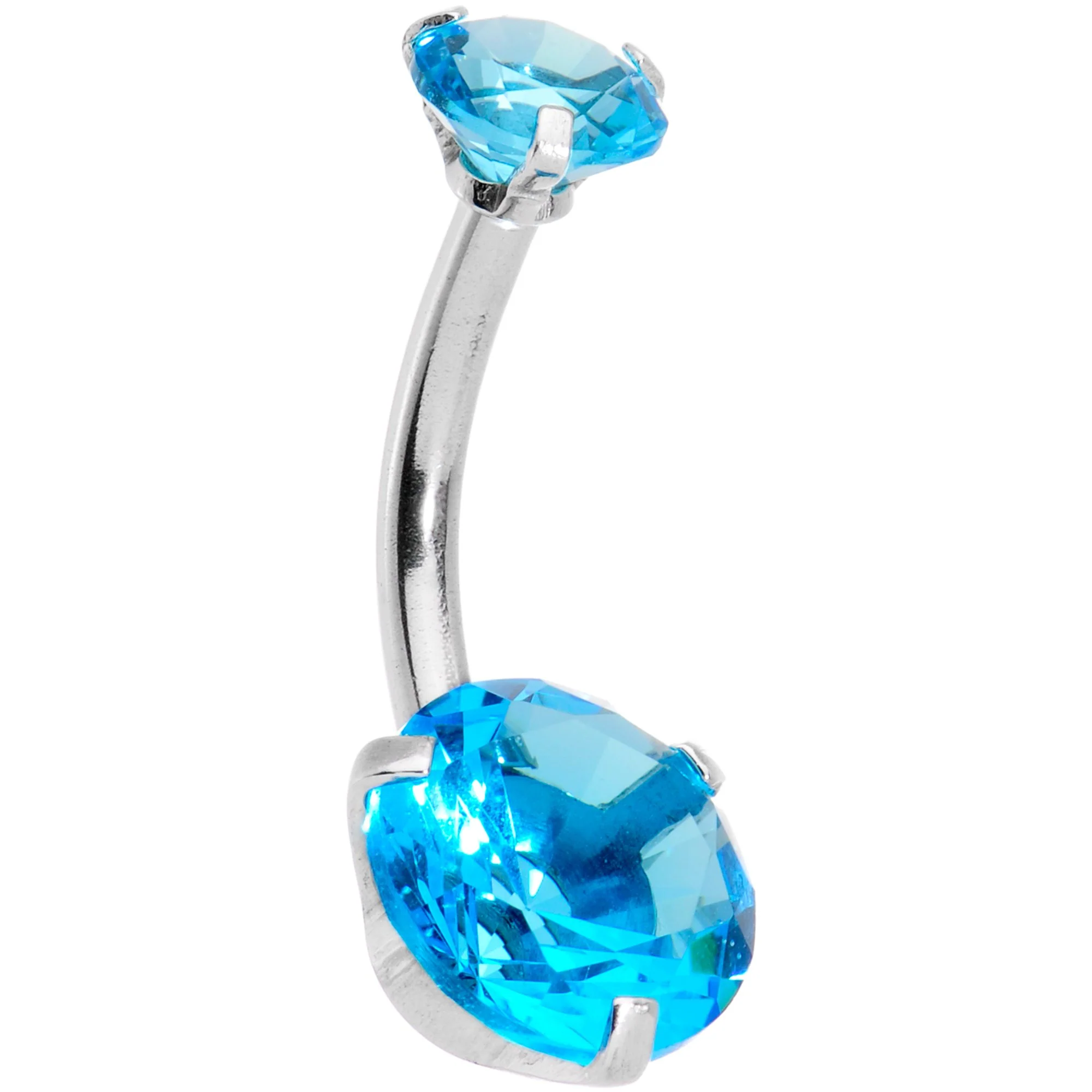 Aqua Gem Swagger Sweep Dangle Belly Ring - Image 2