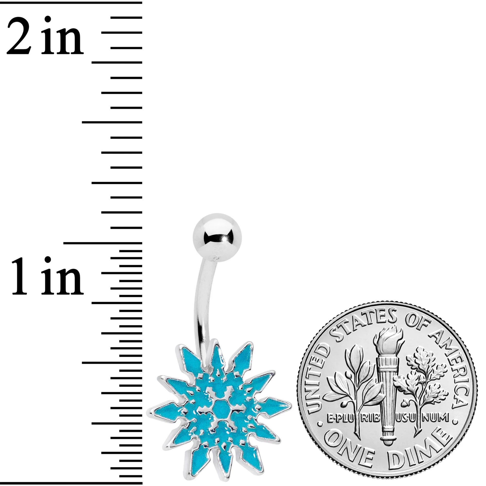 Aqua Gem Winter Snowflake Christmas Belly Ring - Image 2