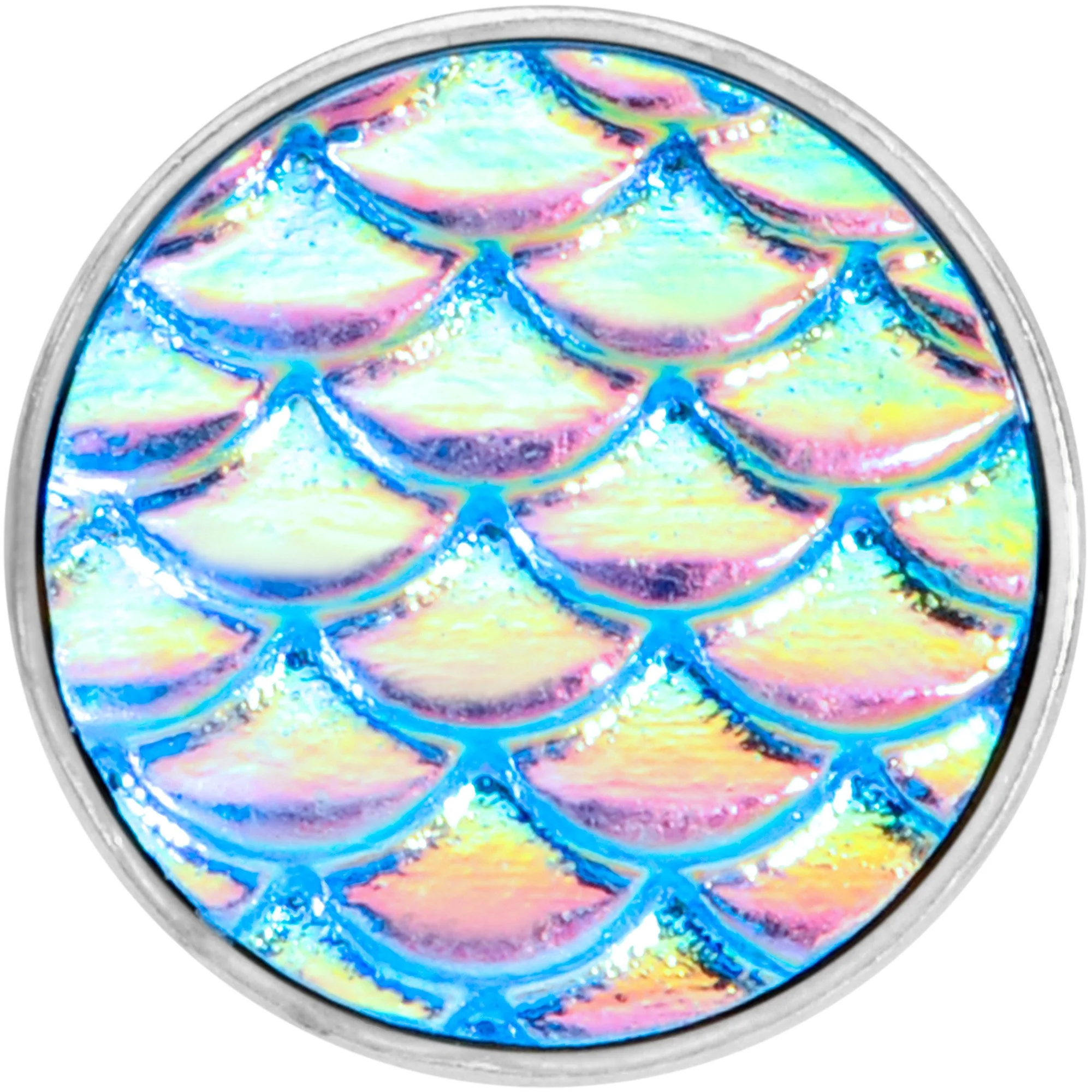 Aqua Mermaid Scale Barbell Tongue Ring - Image 3