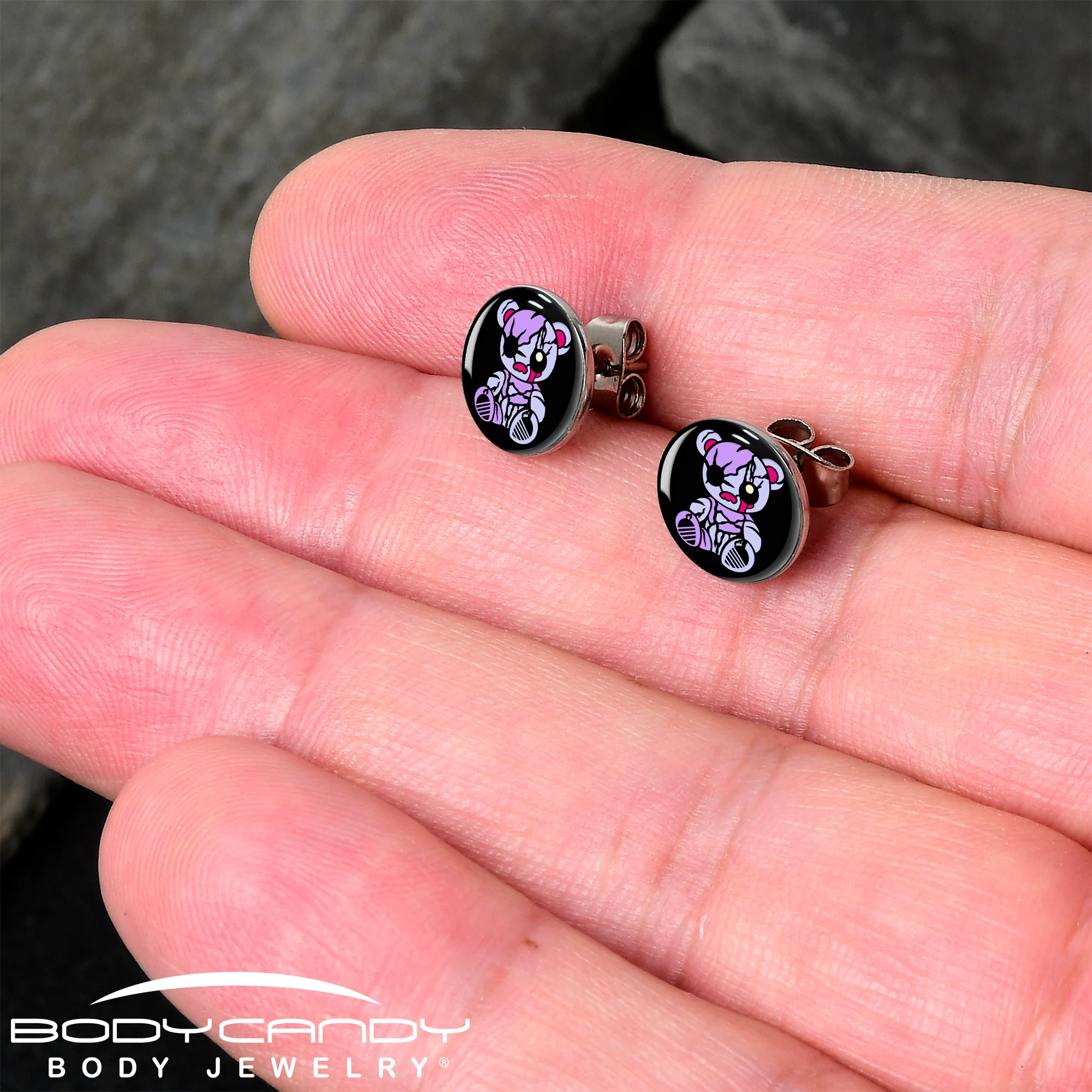 Attitude Teddy Bear Stud Earrings by Onyx O - Image 2