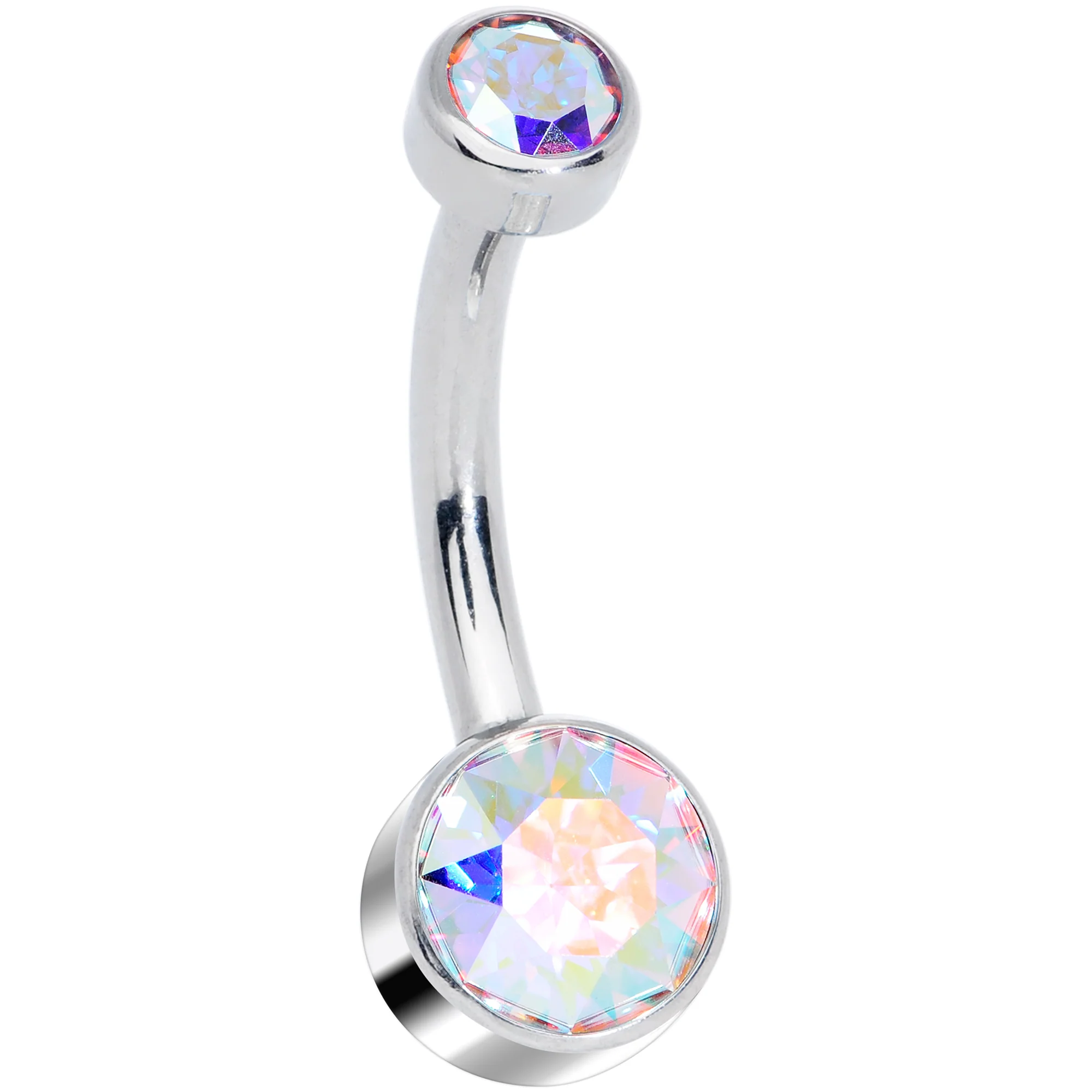 Aurora 6mm Titanium Internal Thread Belly Ring Created with Crystals - Image 2