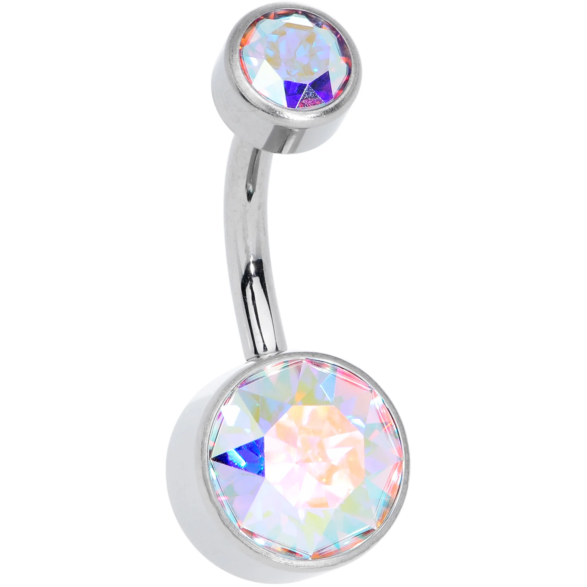 Aurora 8mm Titanium Internal Thread Belly Ring Created with Crystals - Image 2