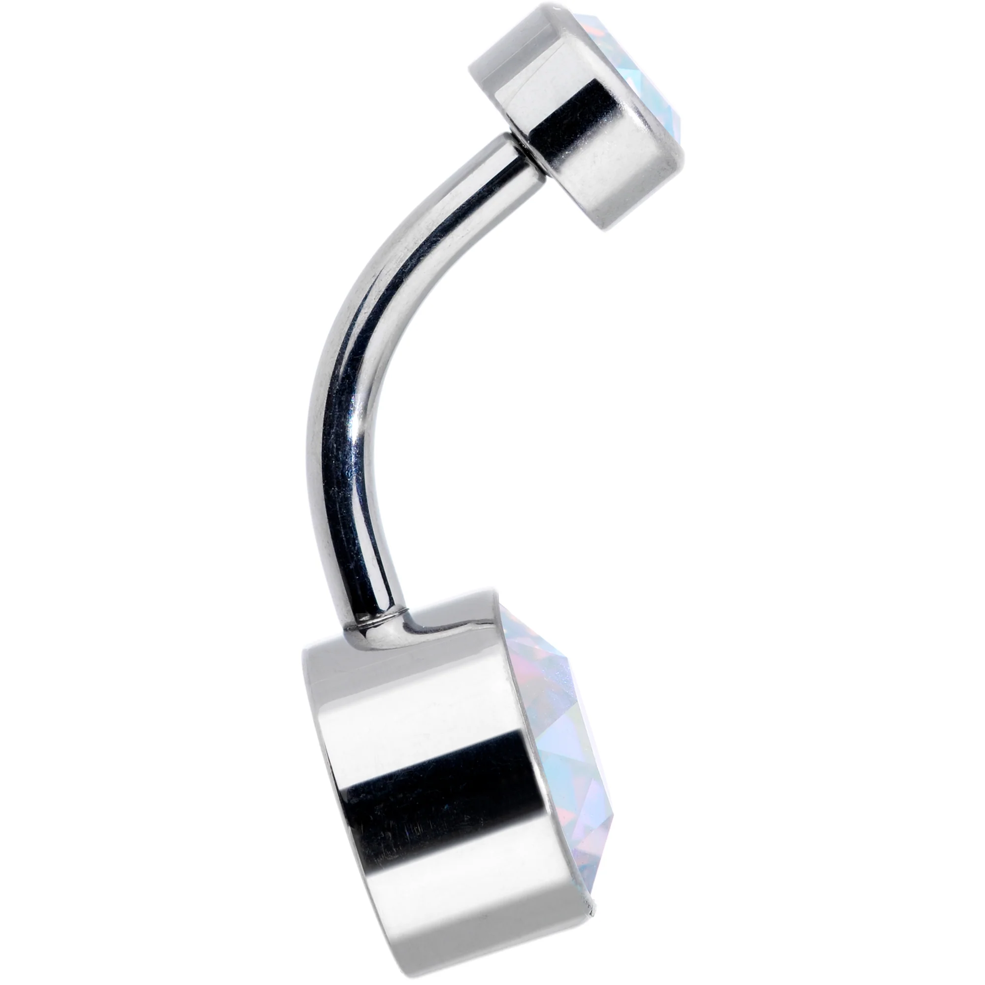 Aurora 8mm Titanium Internal Thread Belly Ring Created with Crystals - Image 3