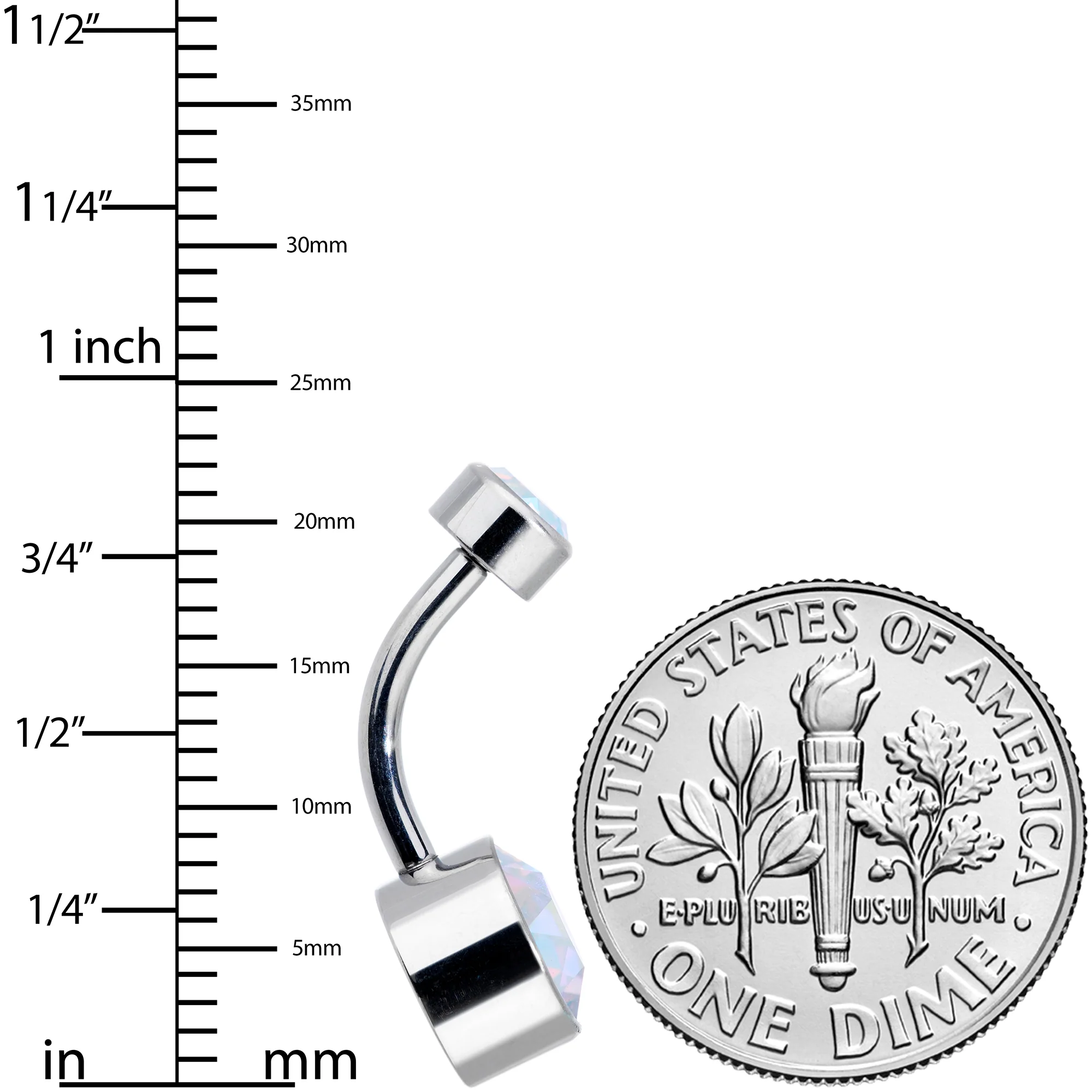Aurora 8mm Titanium Internal Thread Belly Ring Created with Crystals - Image 4