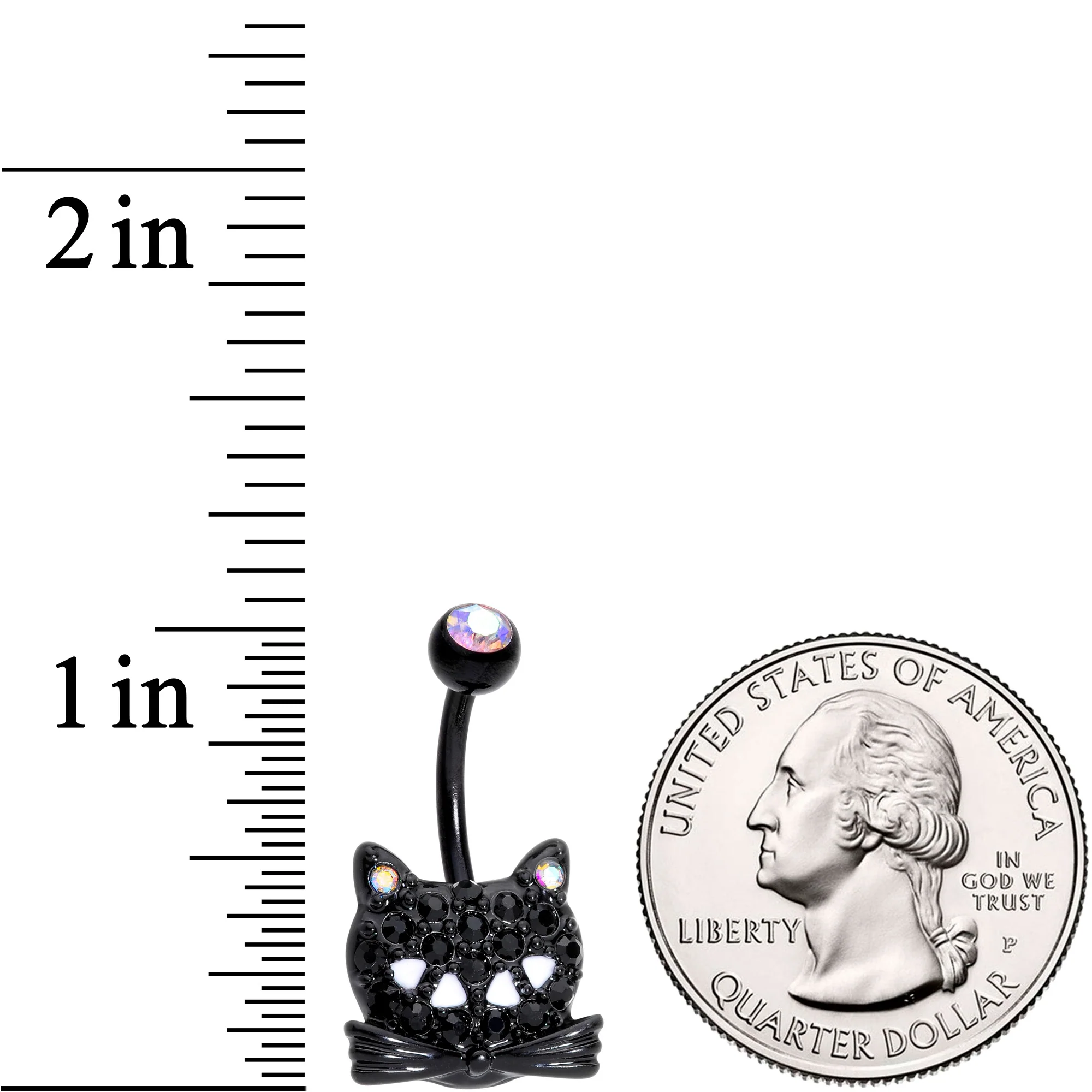 Aurora Black Gem Crafty Black Cat Belly Ring - Image 2