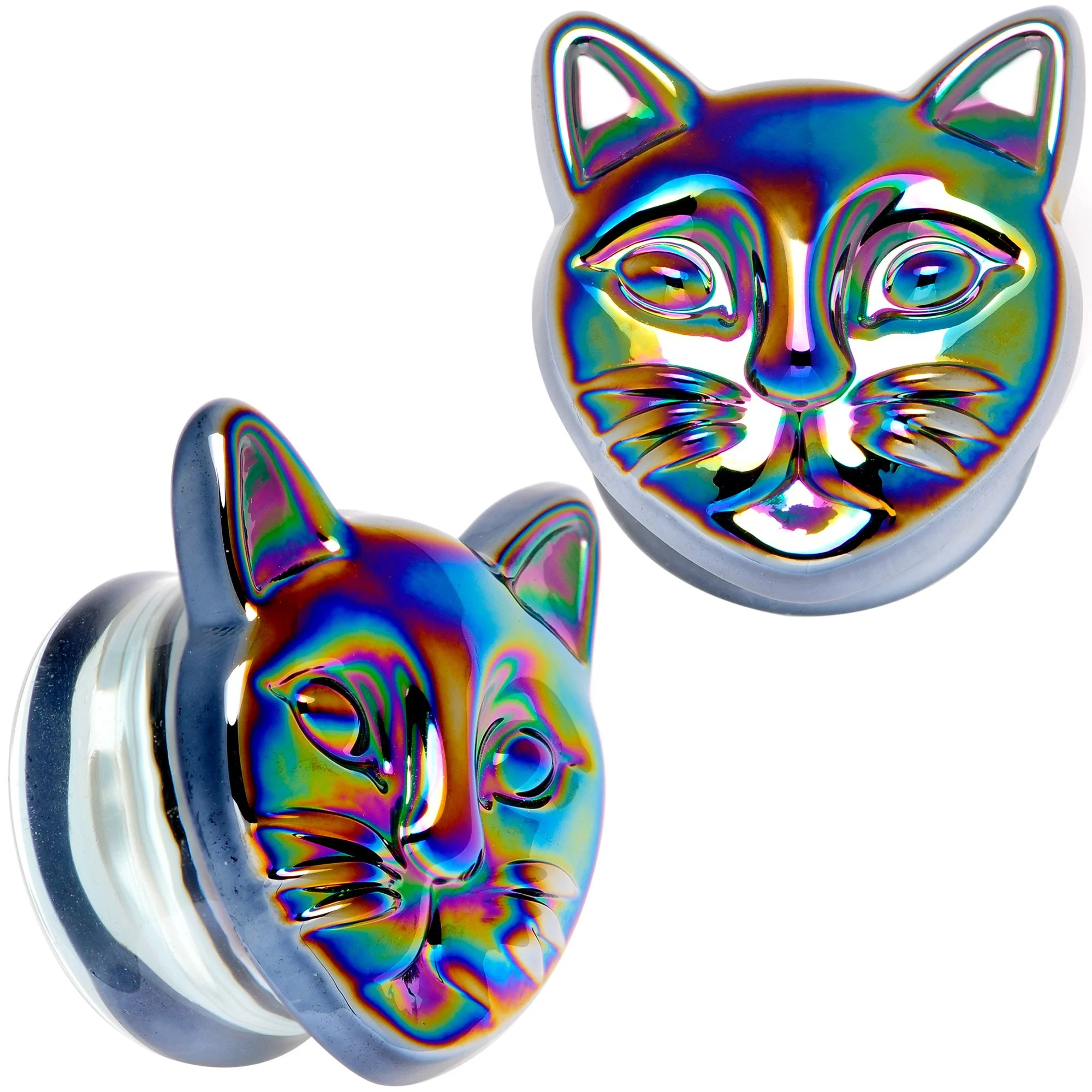 Aurora Black Glass Kitty Cat Double Flare Plug Set 6mm to 25 mm - Image 10