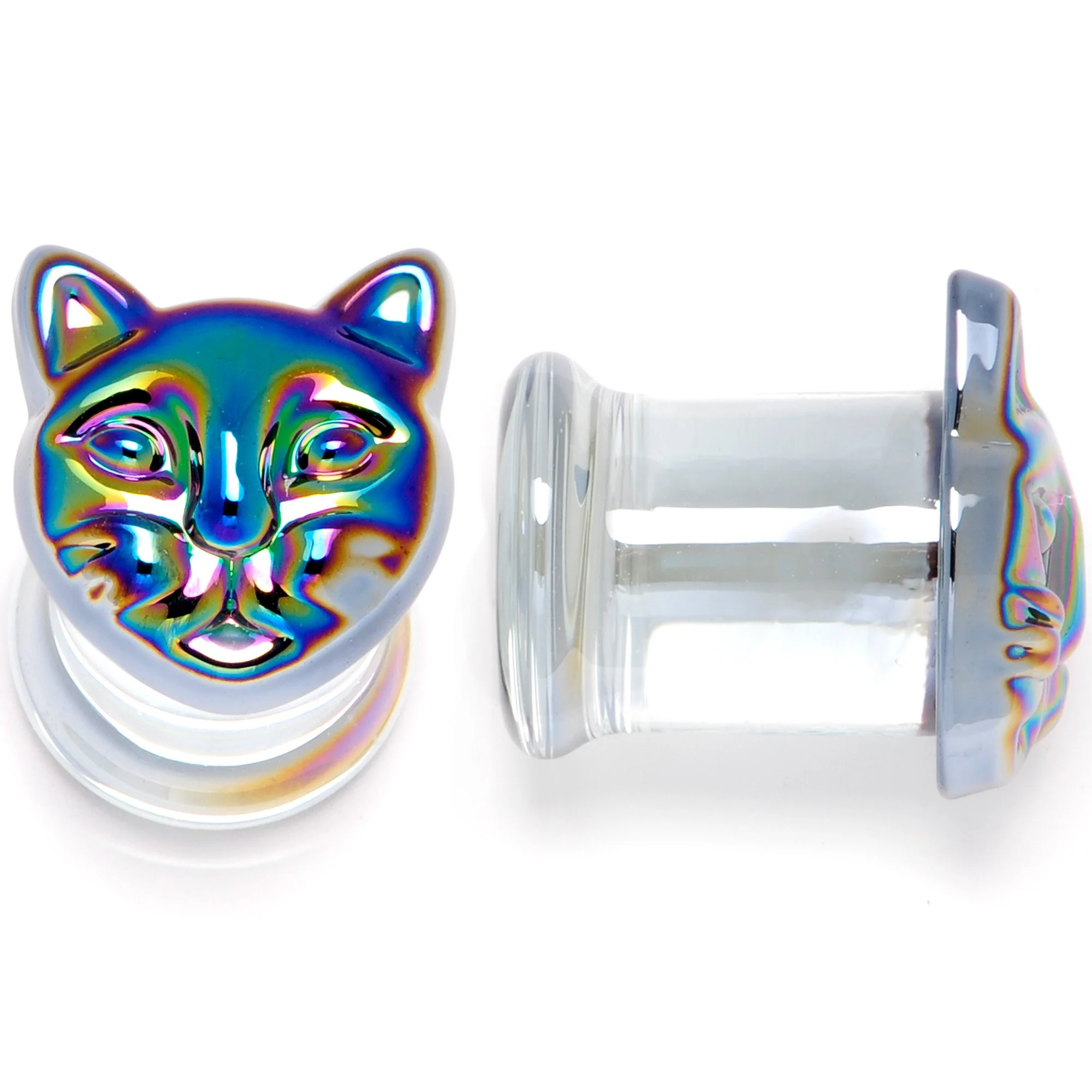 Aurora Black Glass Kitty Cat Double Flare Plug Set 6mm to 25 mm - Image 3