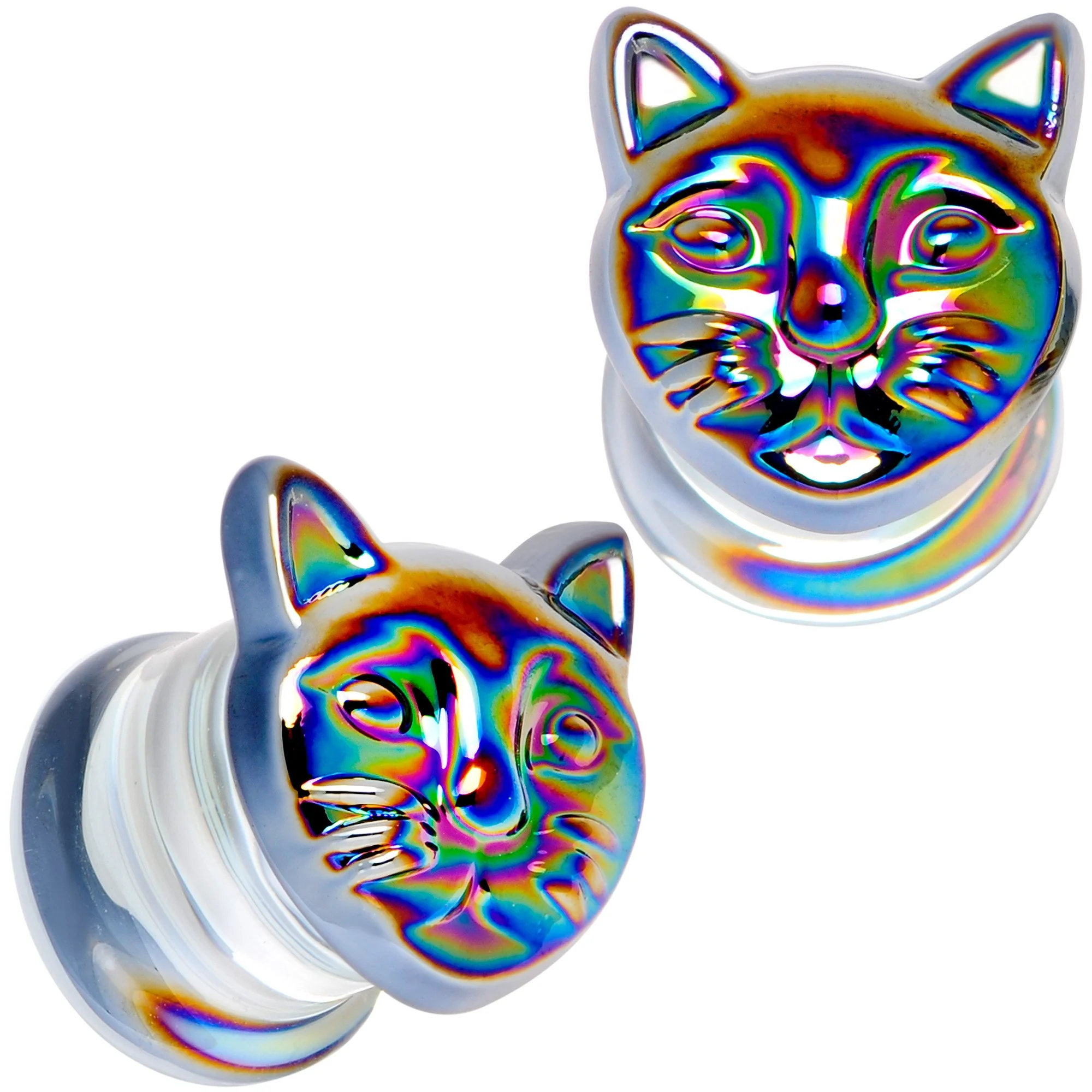 Aurora Black Glass Kitty Cat Double Flare Plug Set 6mm to 25 mm - Image 5