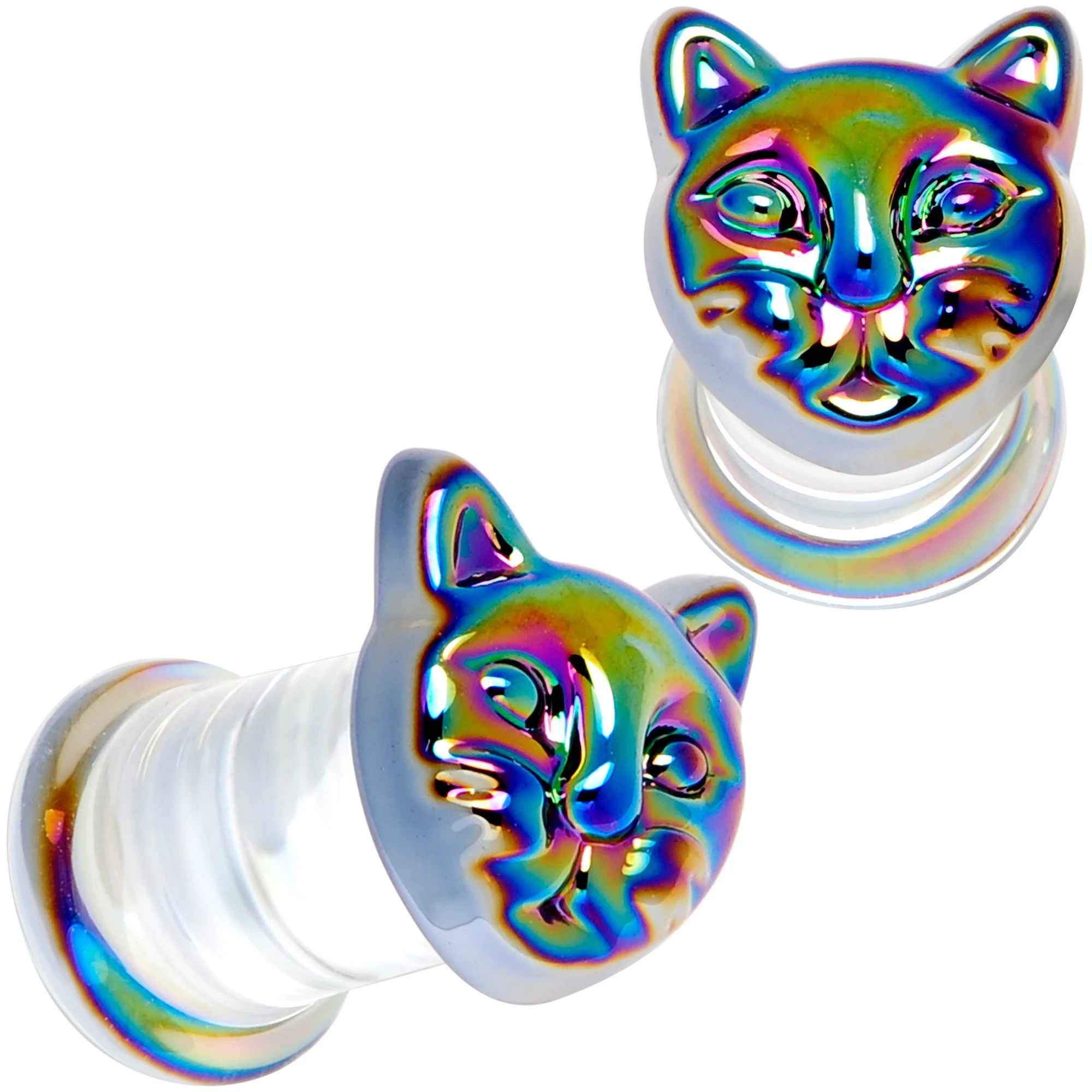 Aurora Black Glass Kitty Cat Double Flare Plug Set 6mm to 25 mm - Image 6