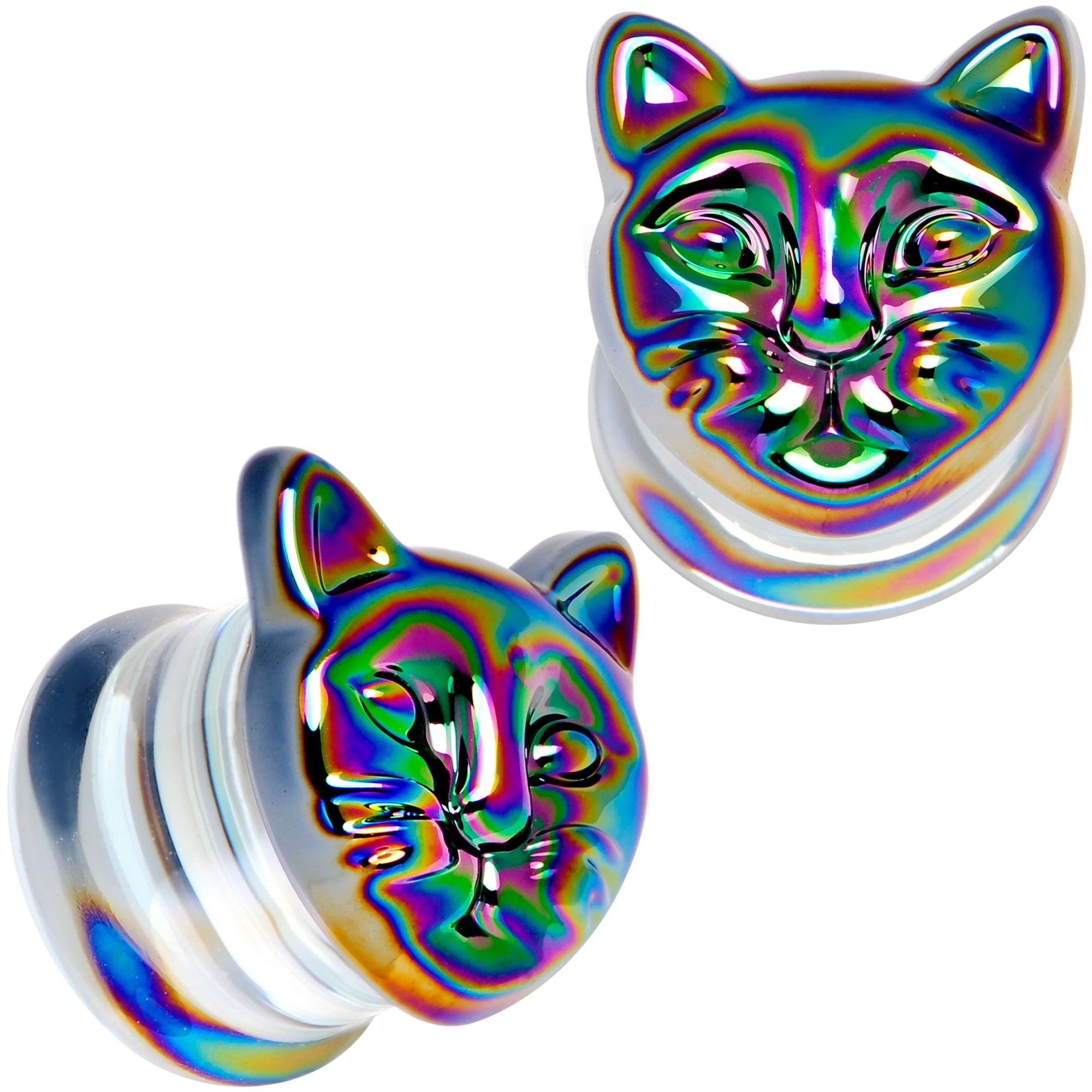 Aurora Black Glass Kitty Cat Double Flare Plug Set 6mm to 25 mm - Image 7