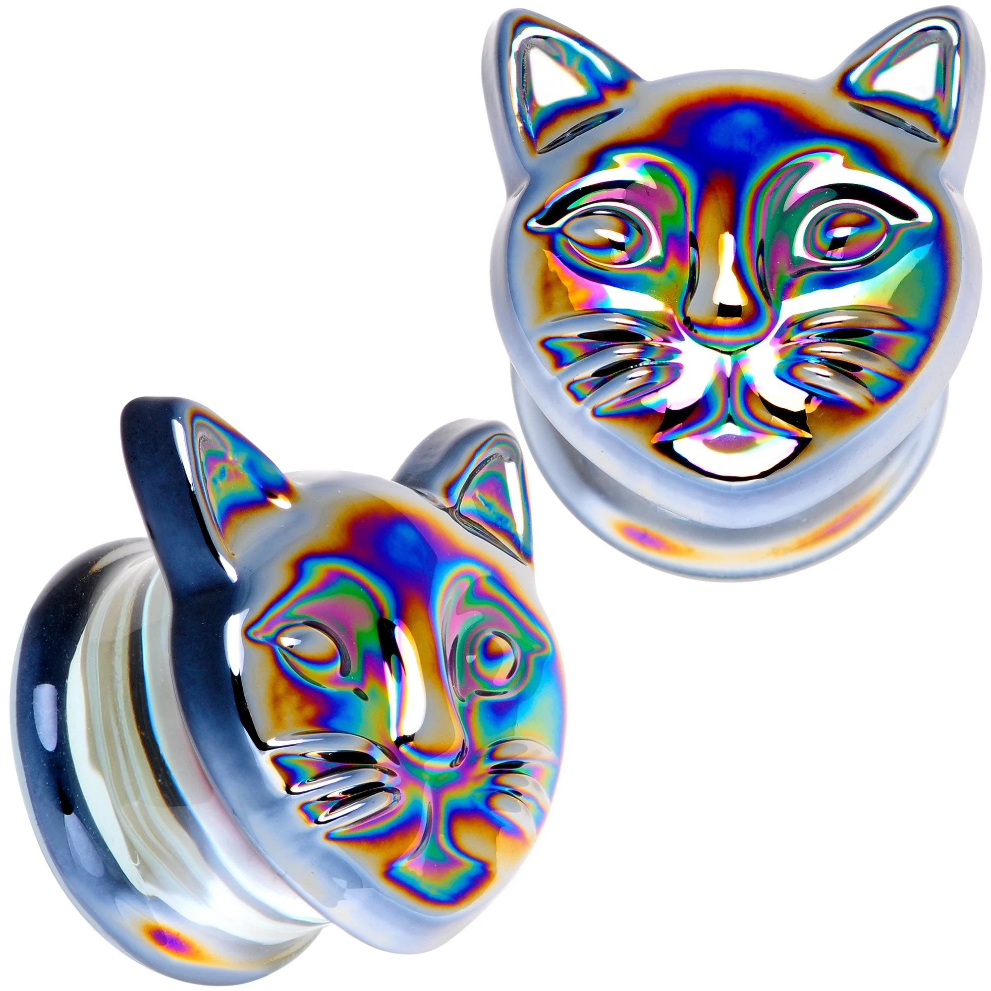 Aurora Black Glass Kitty Cat Double Flare Plug Set 6mm to 25 mm - Image 9