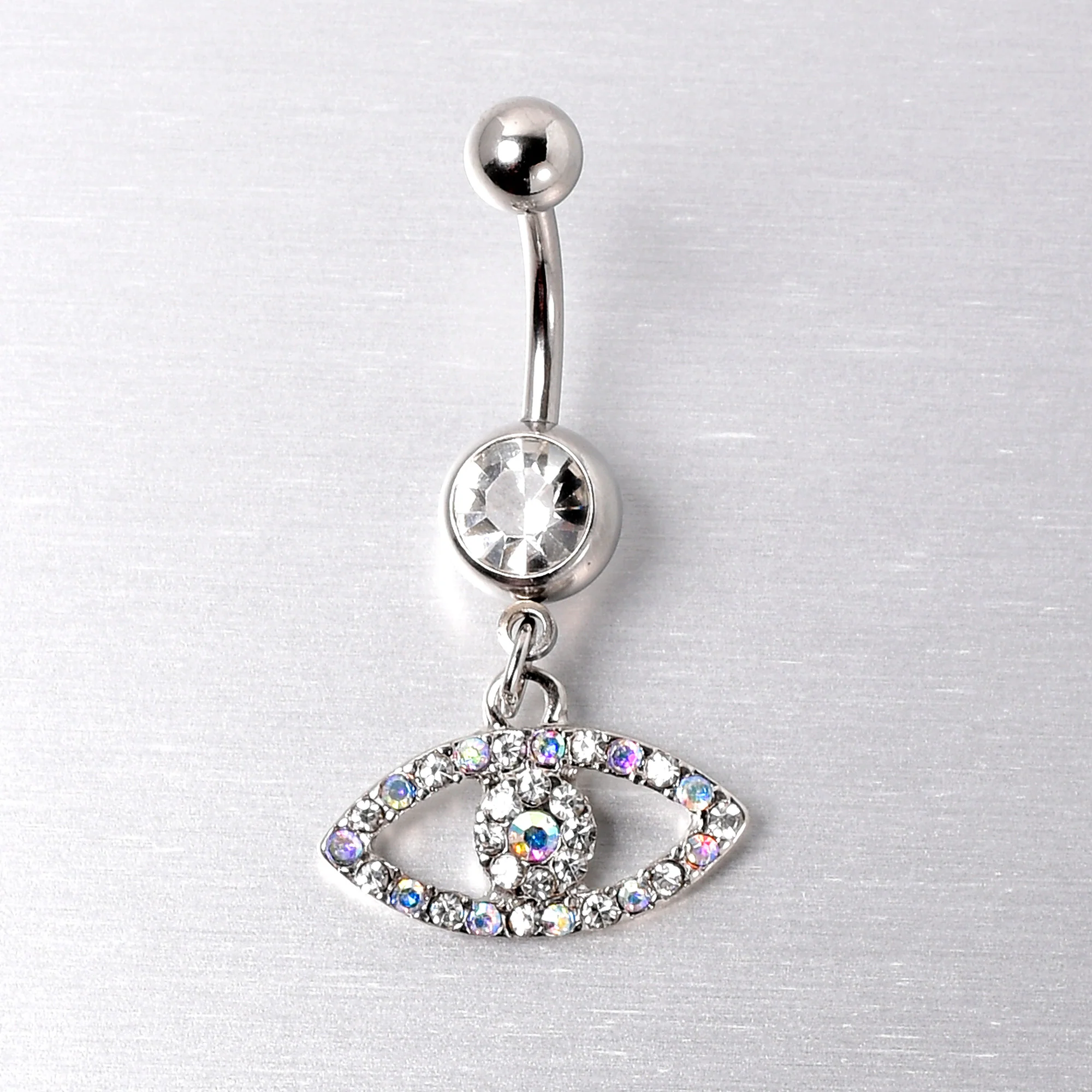 Aurora Clear Gem Wide Eye Dangle Belly Ring - Image 3