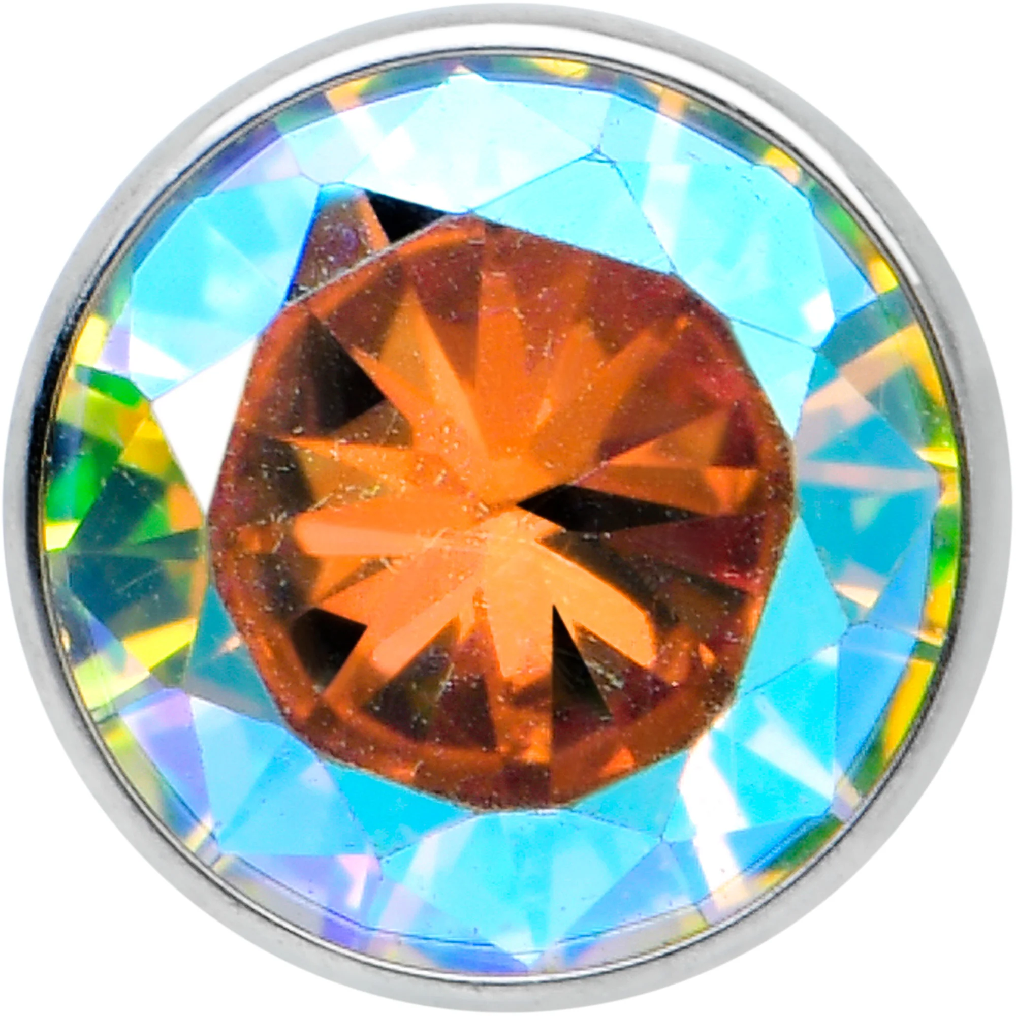 Aurora CZ Gem ASTM F-136 Implant Grade Titanium Threadless Barbell Tongue Ring - Image 2