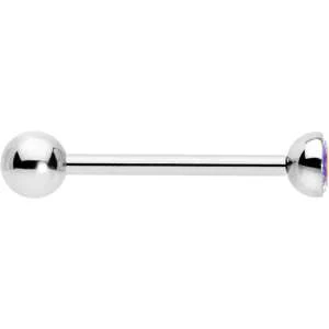 Aurora CZ Gem ASTM F-136 Implant Grade Titanium Threadless Barbell Tongue Ring - Image 3