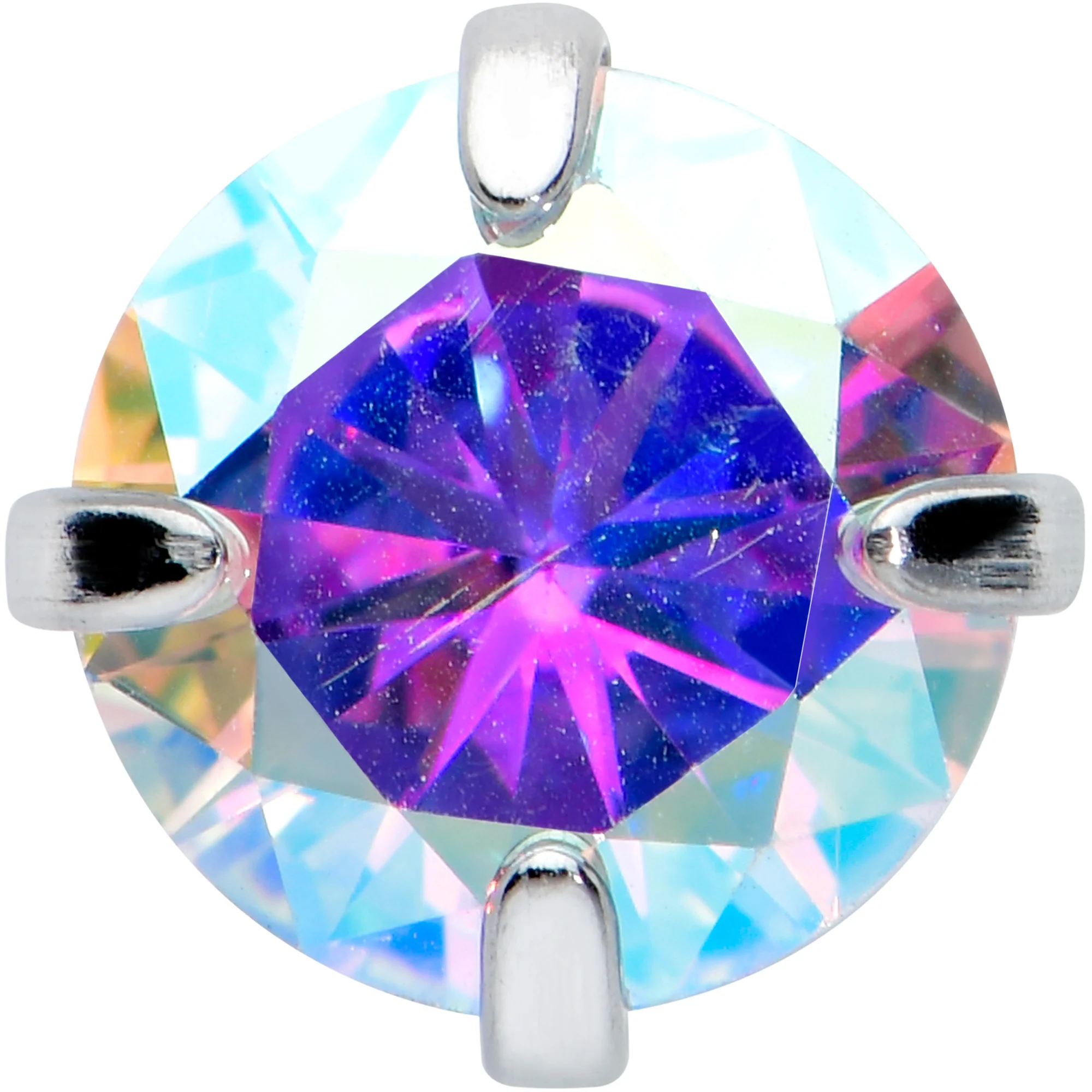 Aurora CZ Gem Round Top Barbell Tongue Ring - Image 2