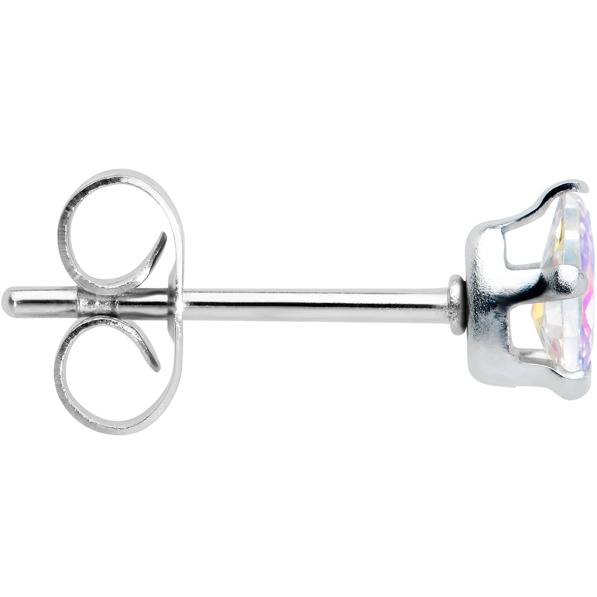 CZ Teardrop Aurora Stainless Steel Stud Earrings 3mm to 7mm - Image 4