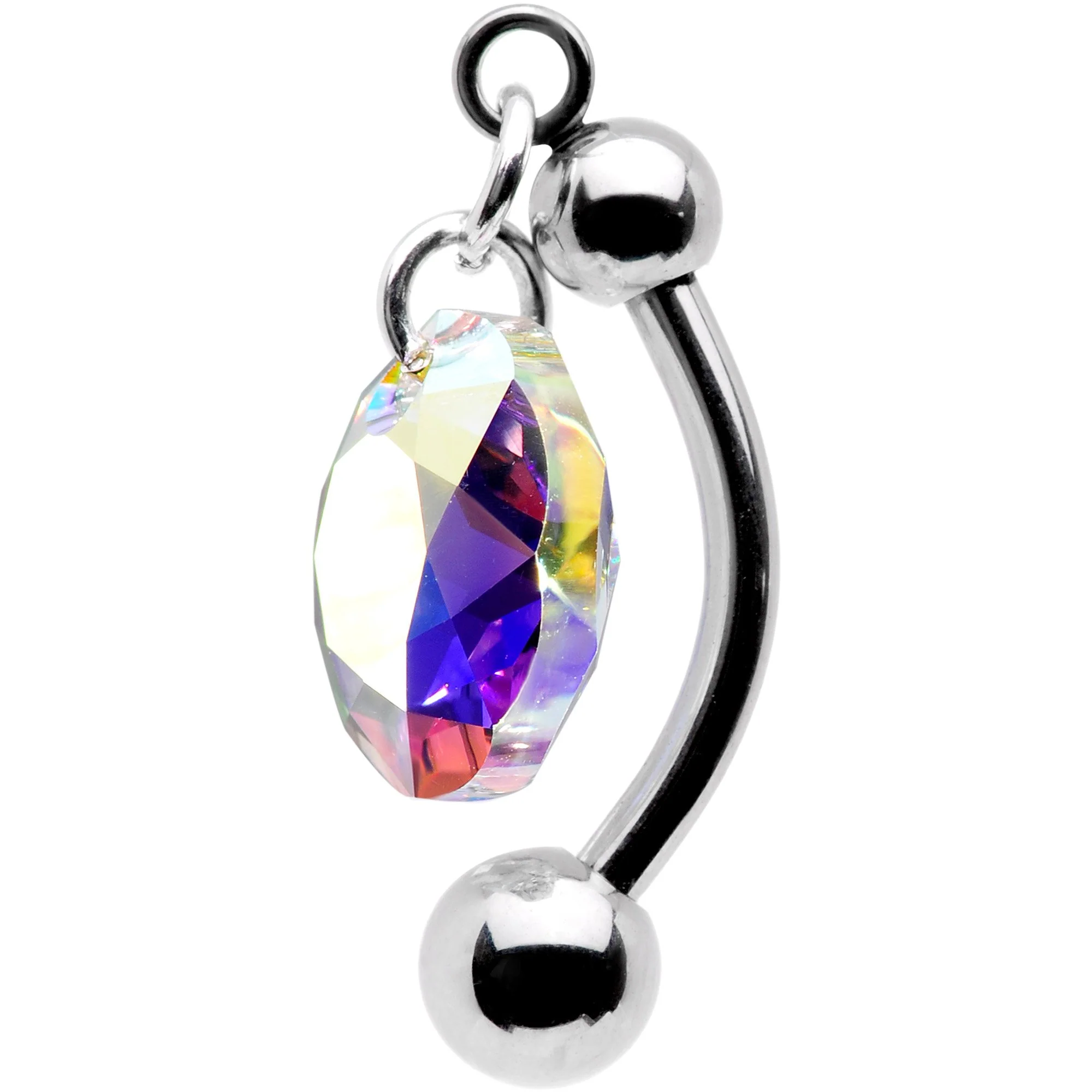 Aurora Drop Top Mount Belly Ring Created with Crystals - Image 3
