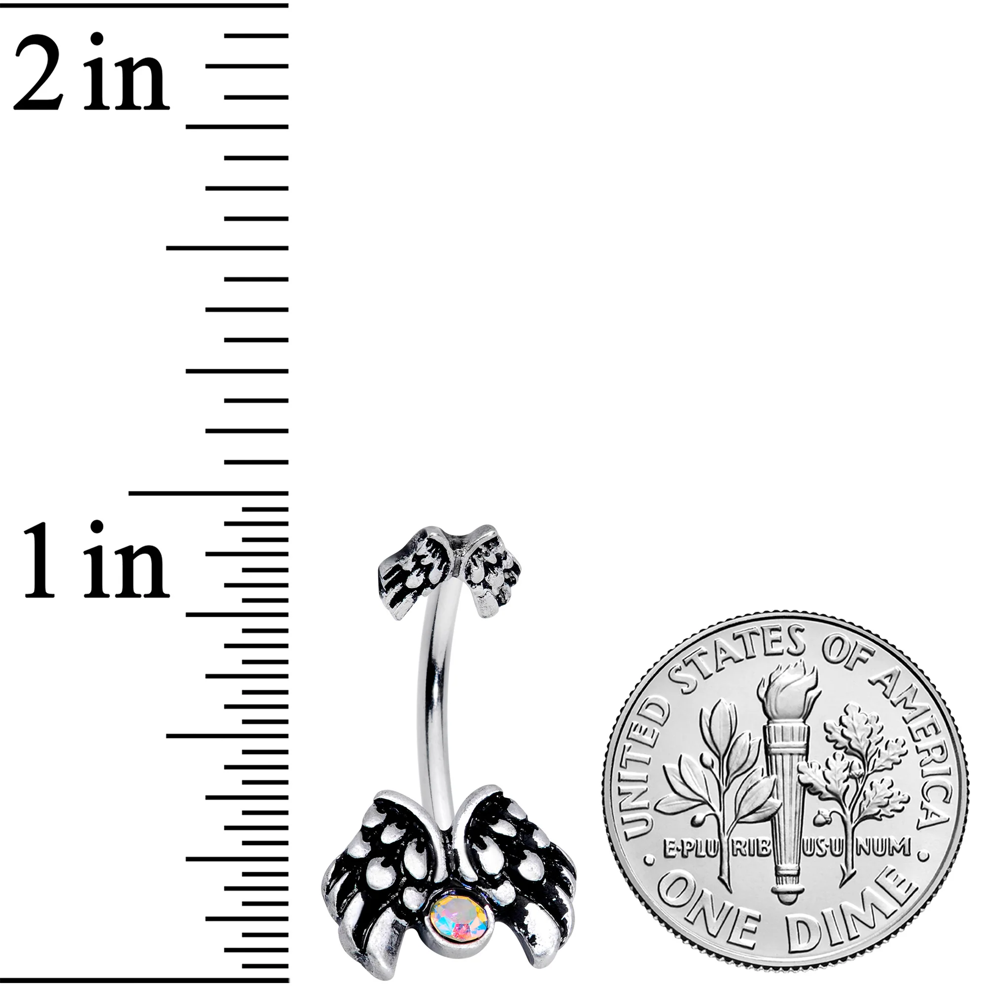 Aurora Gem Angel Wings Double Mount Belly Ring - Image 2