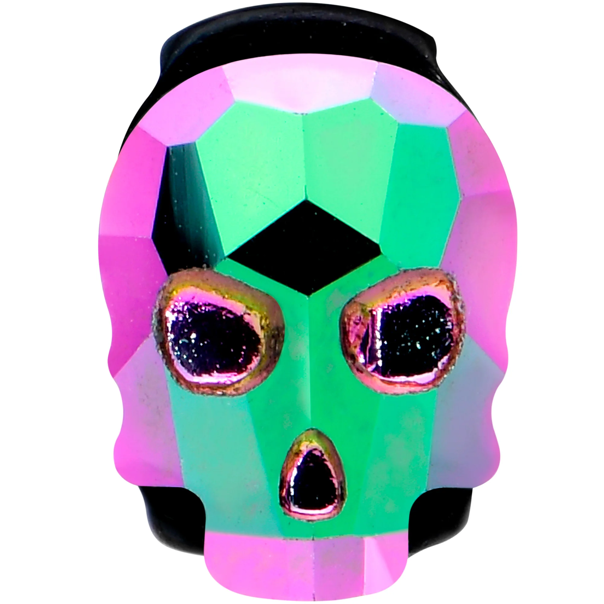Aurora Gem Black Sugar Skull Barbell Tongue Ring - Image 2