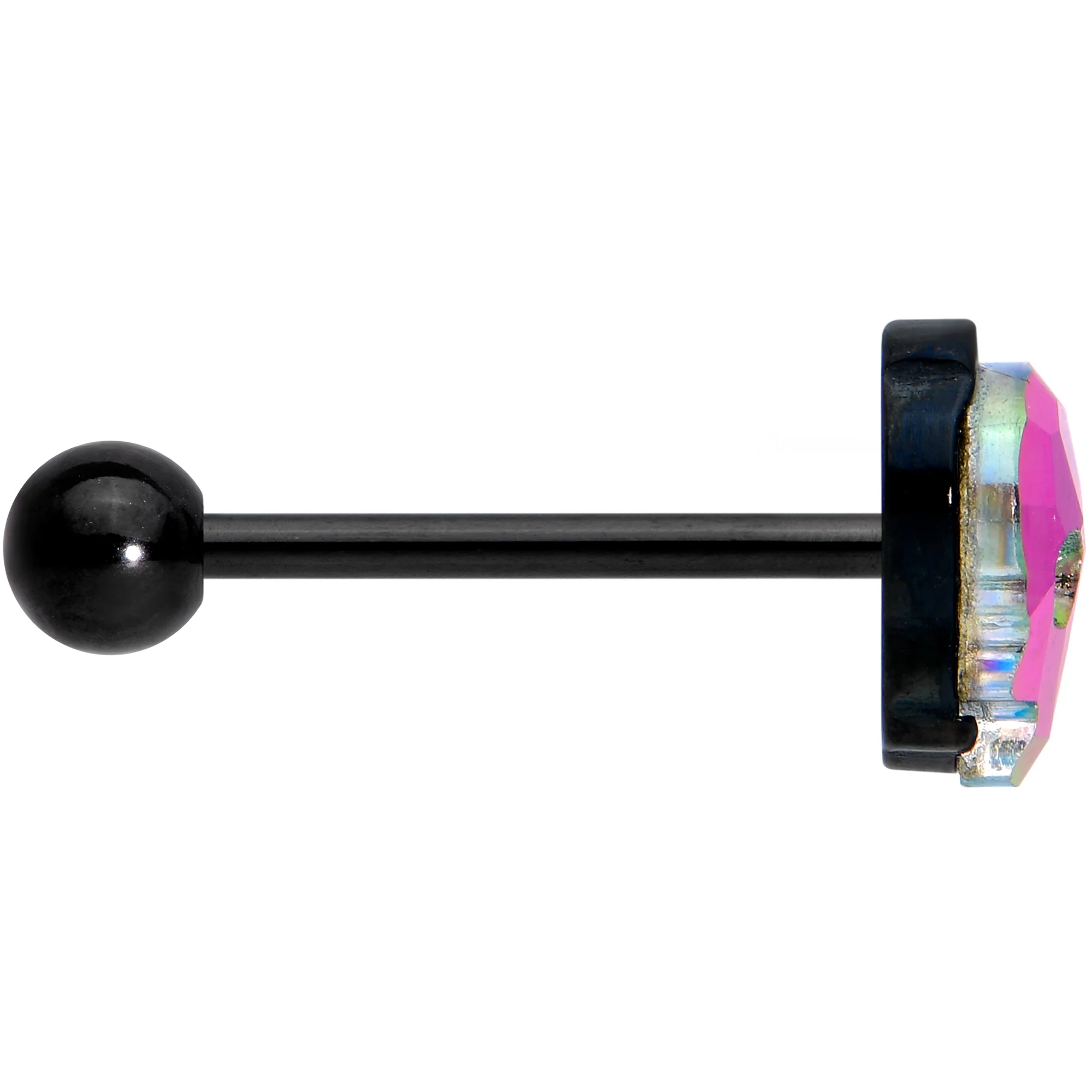 Aurora Gem Black Sugar Skull Barbell Tongue Ring - Image 3