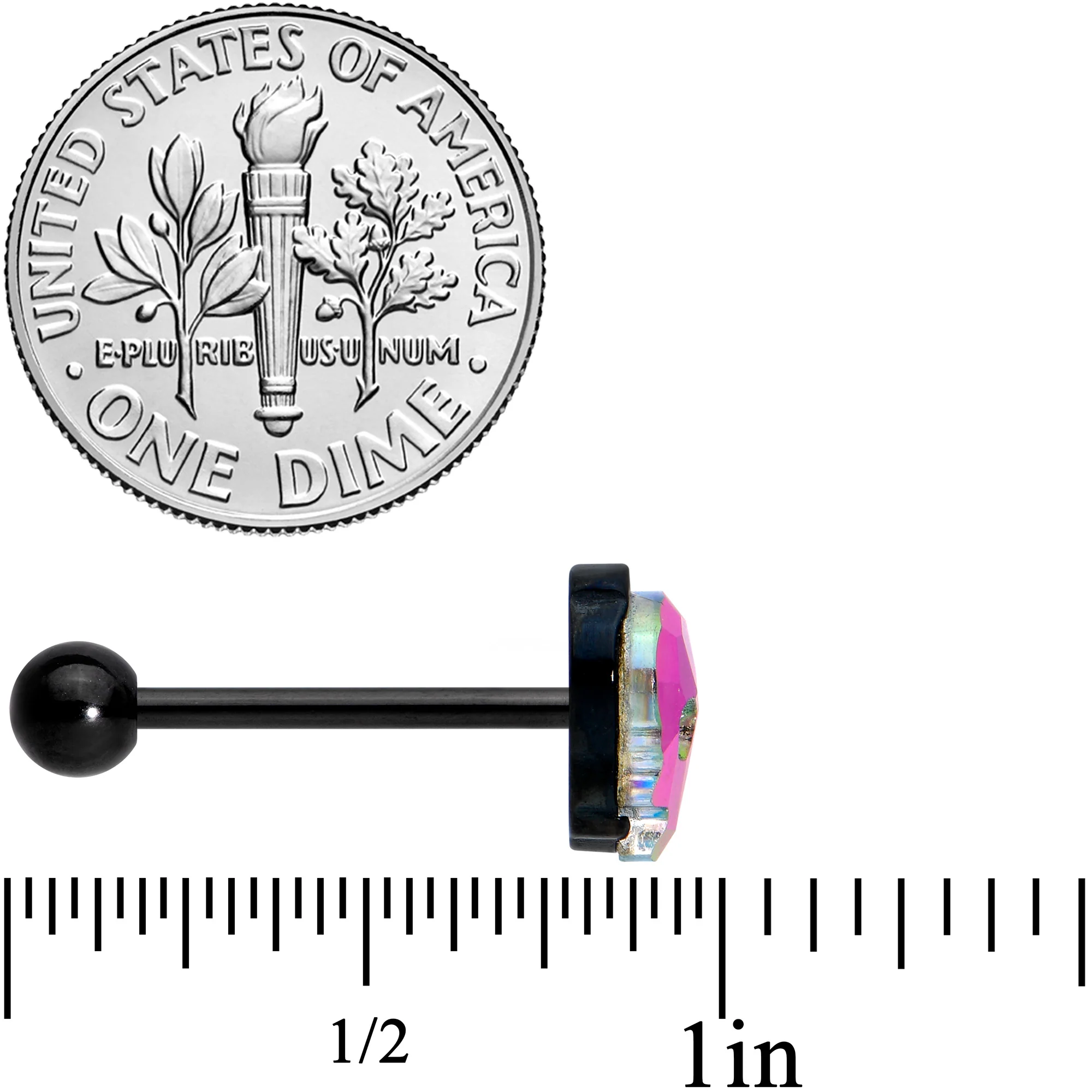 Aurora Gem Black Sugar Skull Barbell Tongue Ring - Image 4