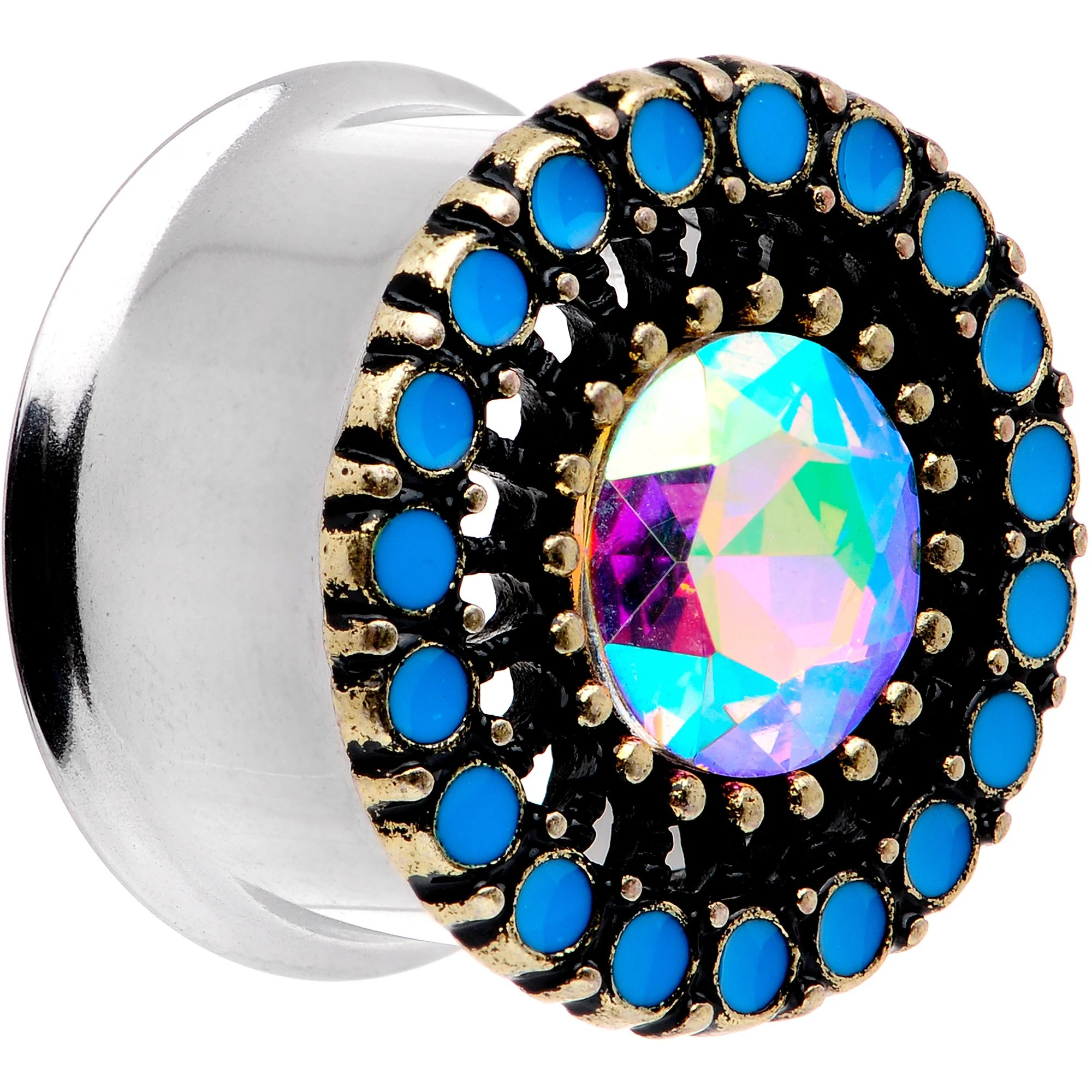 Aurora Gem Blue Orb Nautical Vibe Double Flare Plug Set 6mm to 25mm - Image 3