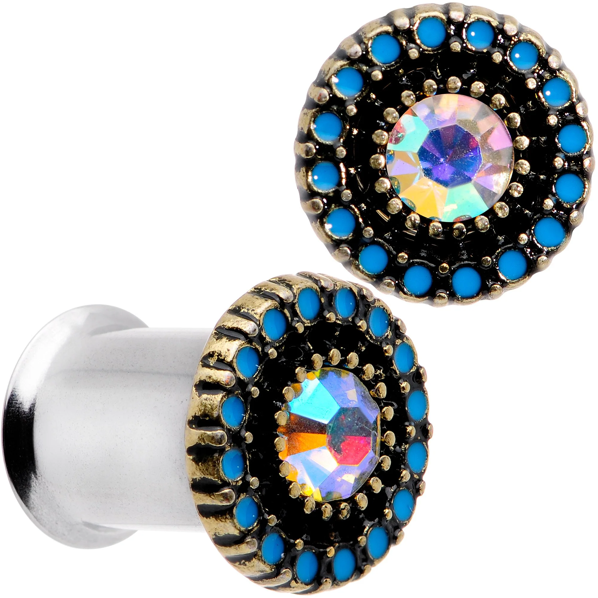 Aurora Gem Blue Orb Nautical Vibe Double Flare Plug Set 6mm to 25mm - Image 7