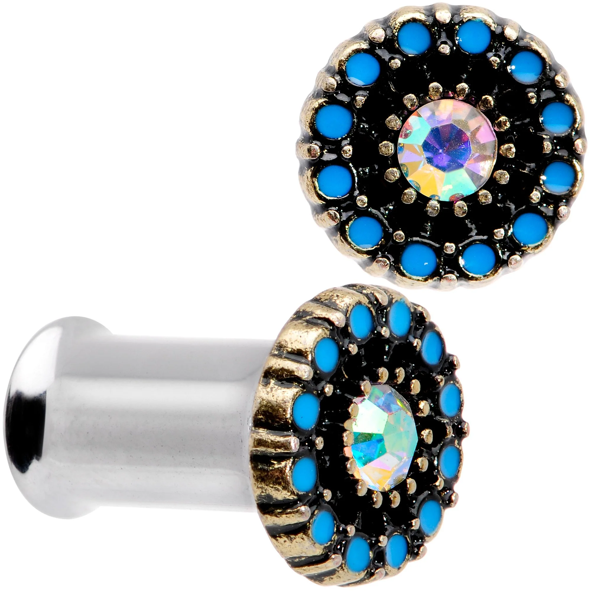 Aurora Gem Blue Orb Nautical Vibe Double Flare Plug Set 6mm to 25mm - Image 8