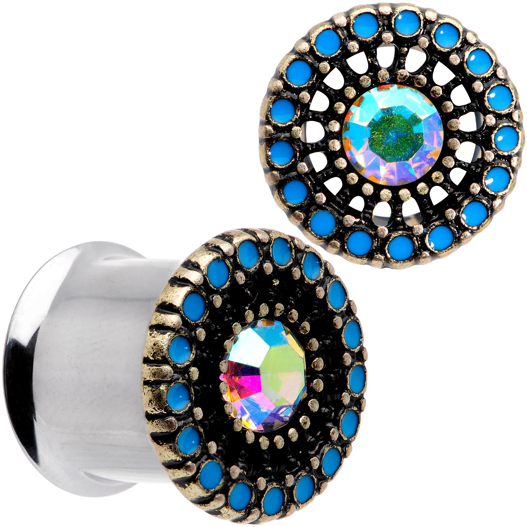 Aurora Gem Blue Orb Nautical Vibe Double Flare Plug Set 6mm to 25mm - Image 9