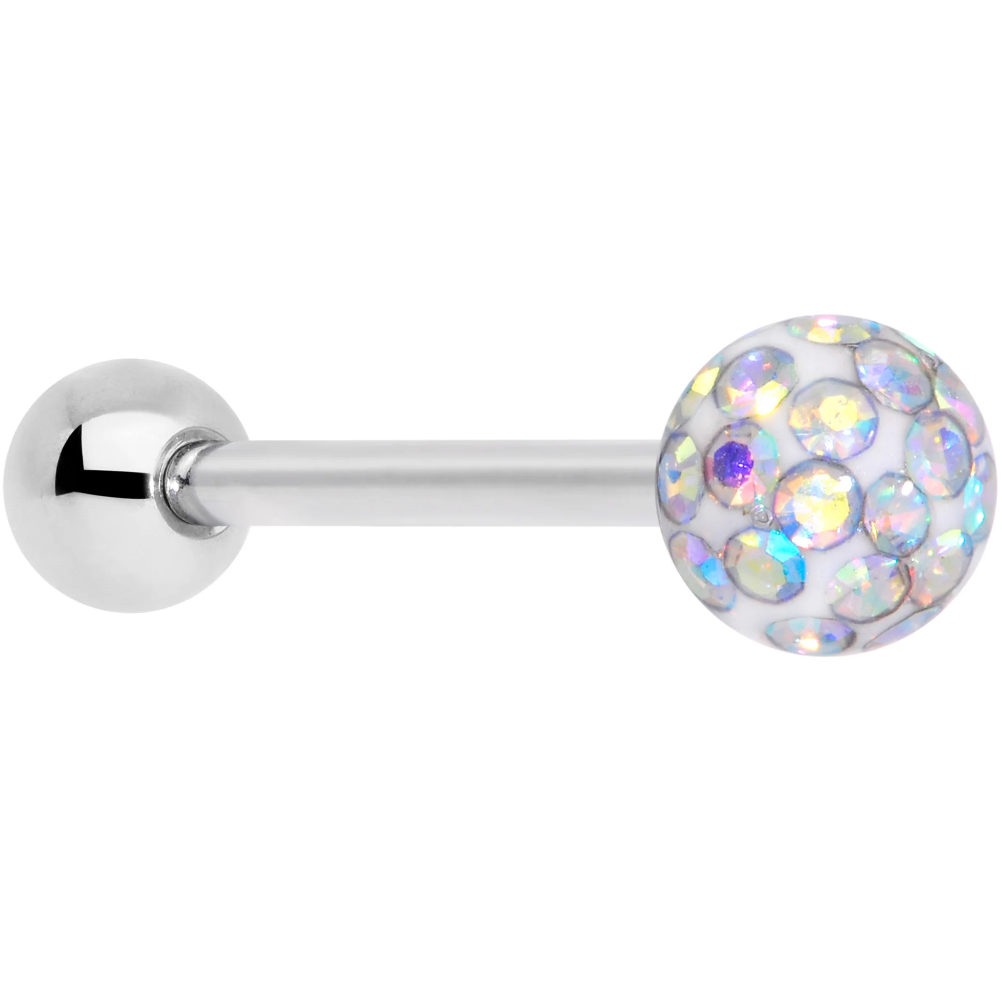 Aurora Gem Disco Ball Internally Threaded Barbell Tongue Ring - Image 2