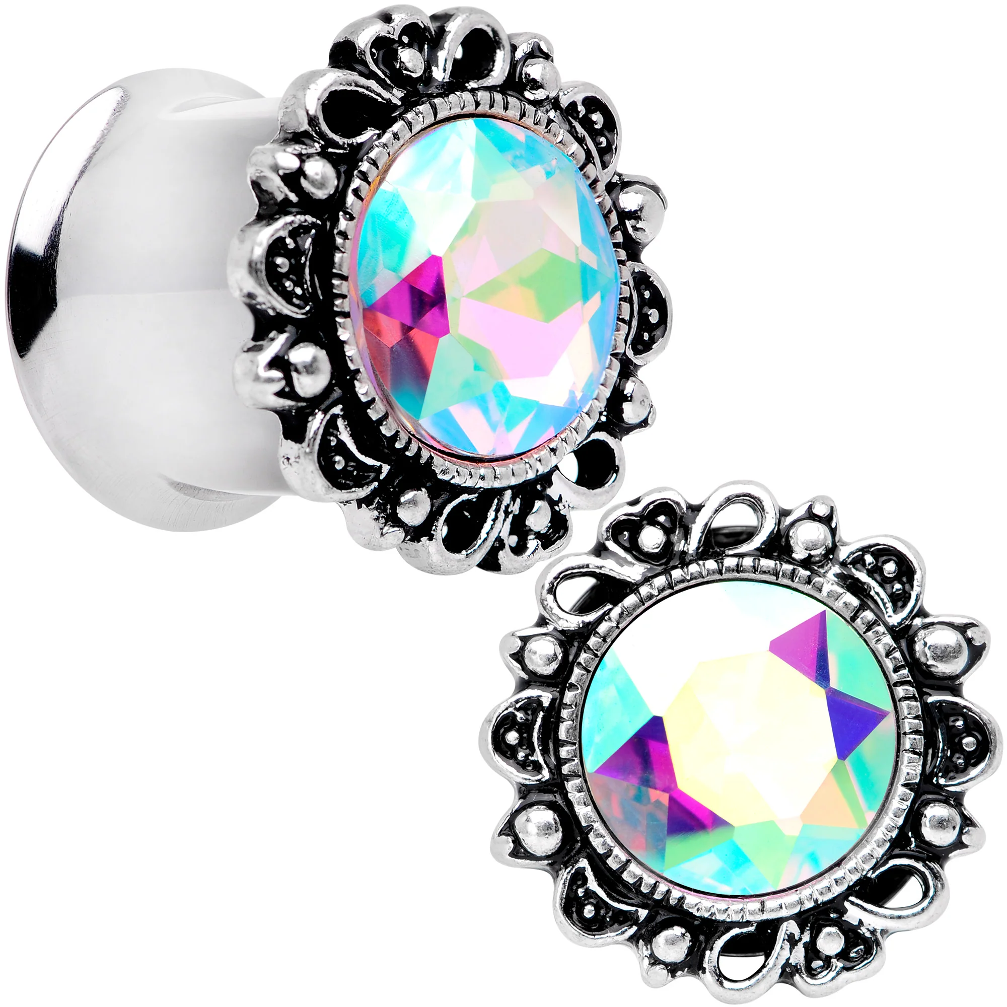 Aurora Gem Filigree Flower Double Flare Plug Set 2G to 1 Inch - Image 2