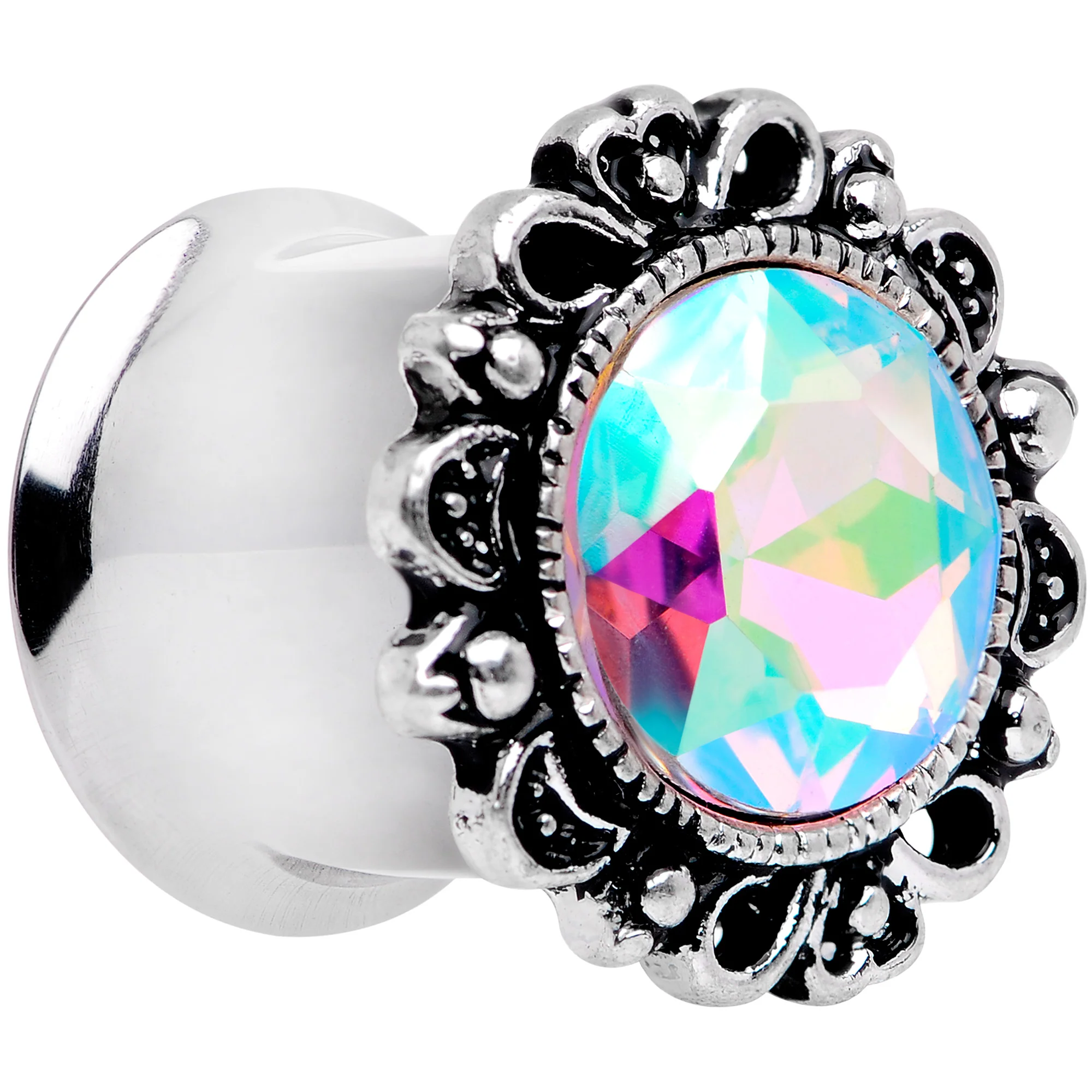 Aurora Gem Filigree Flower Double Flare Plug Set 2G to 1 Inch - Image 3