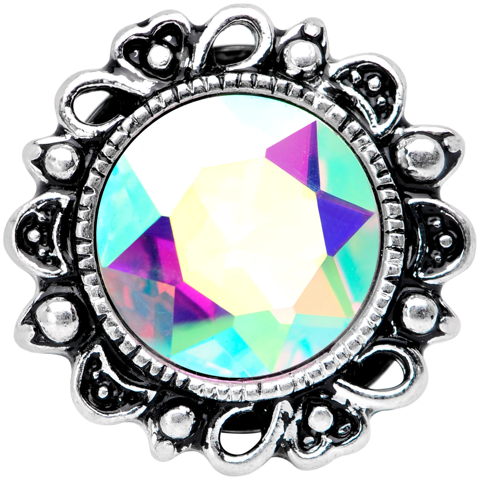 Aurora Gem Filigree Flower Double Flare Plug Set 2G to 1 Inch - Image 4