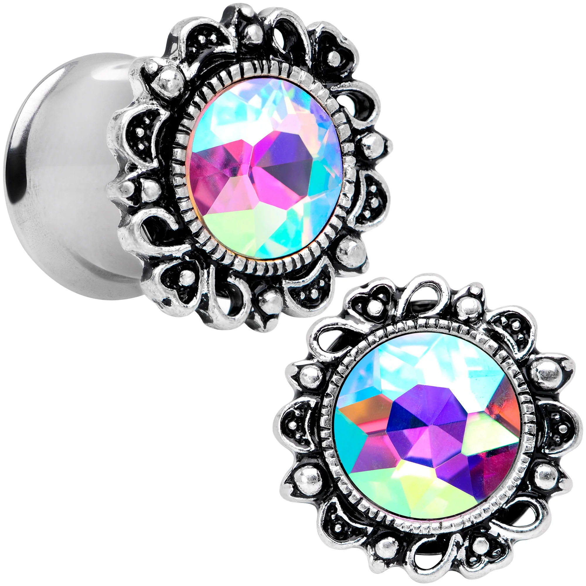 Aurora Gem Filigree Flower Double Flare Plug Set 2G to 1 Inch - Image 7
