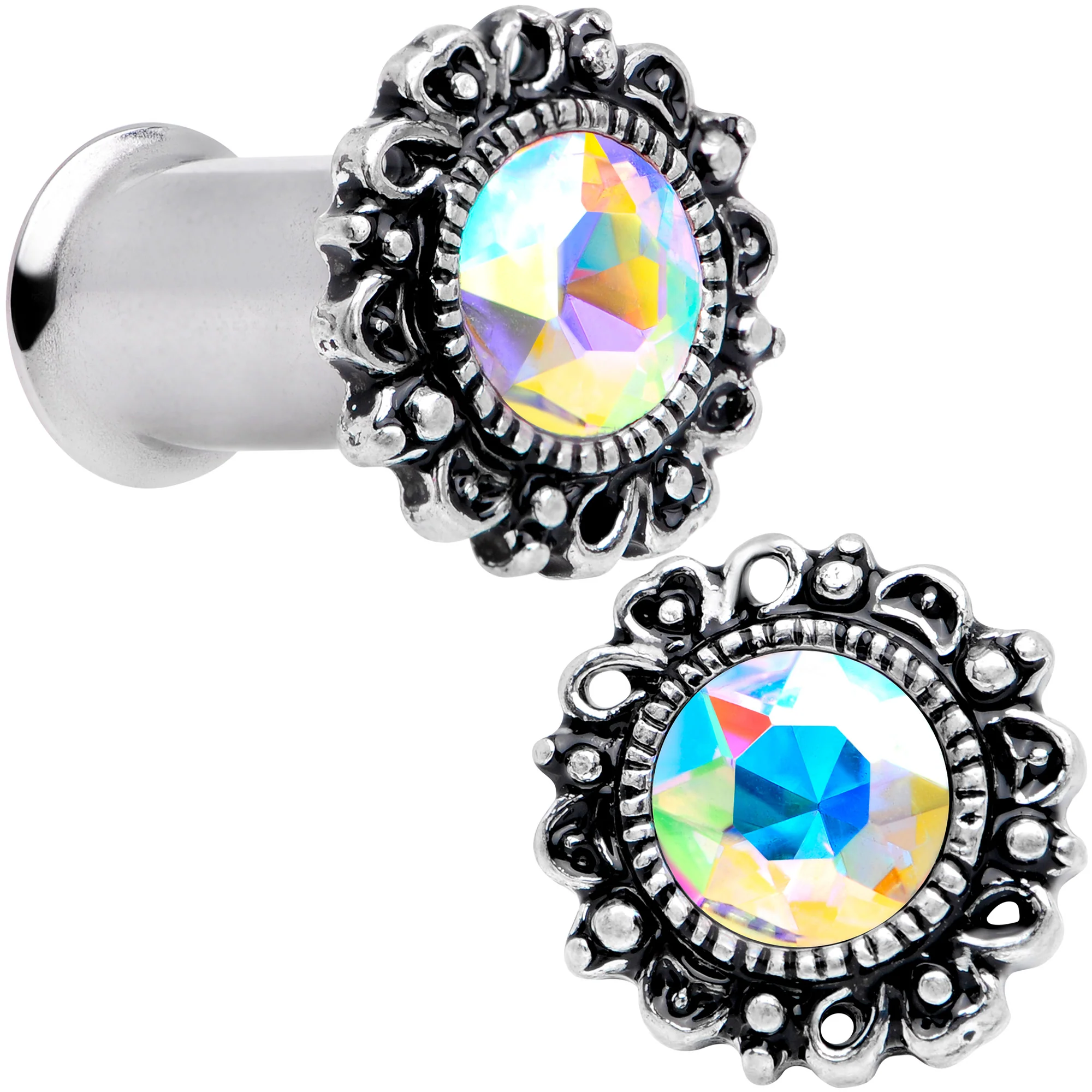 Aurora Gem Filigree Flower Double Flare Plug Set 2G to 1 Inch - Image 9
