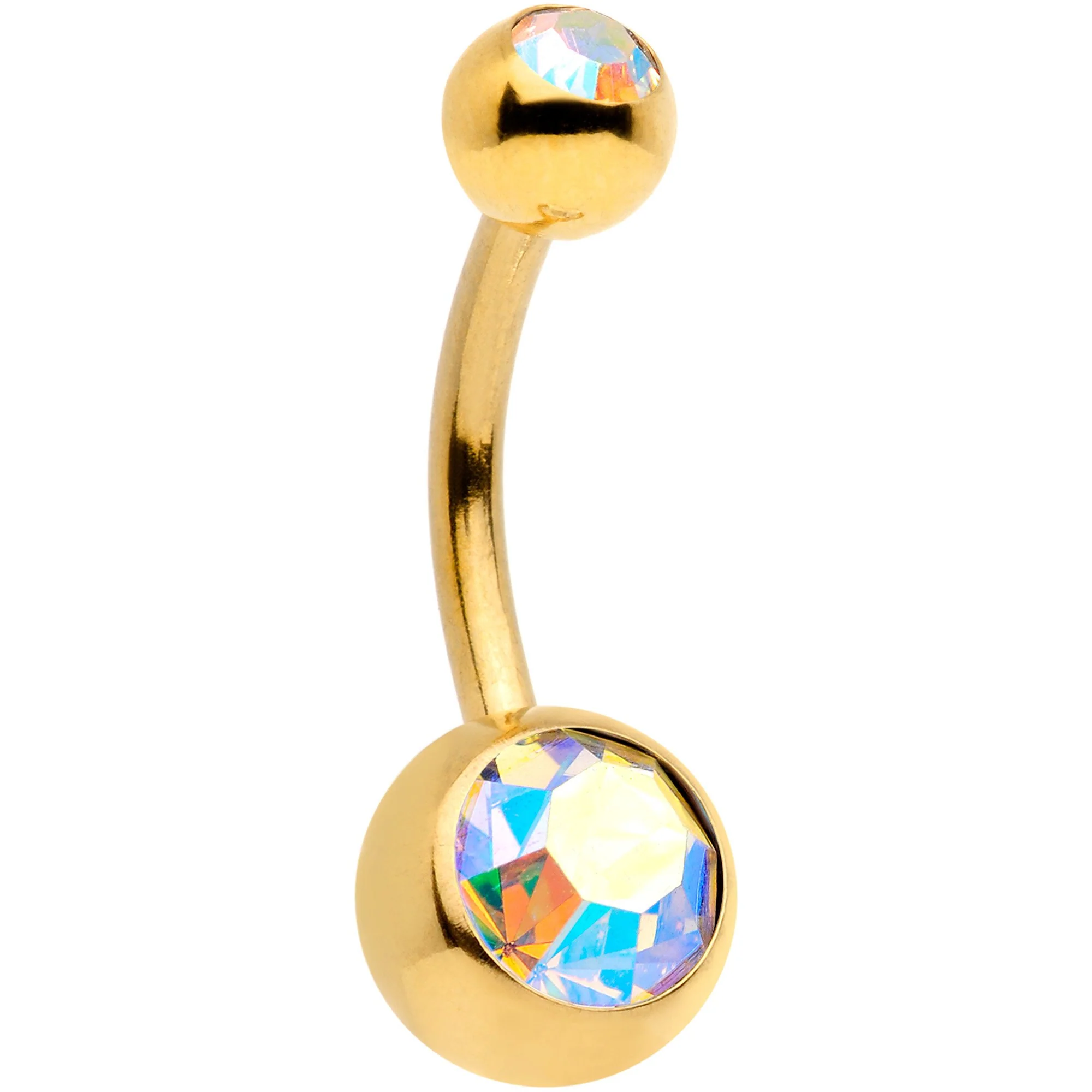 Aurora Gem Gold Tone Angel Wings Pink Confetti Belly Ring Set of 3 - Image 4