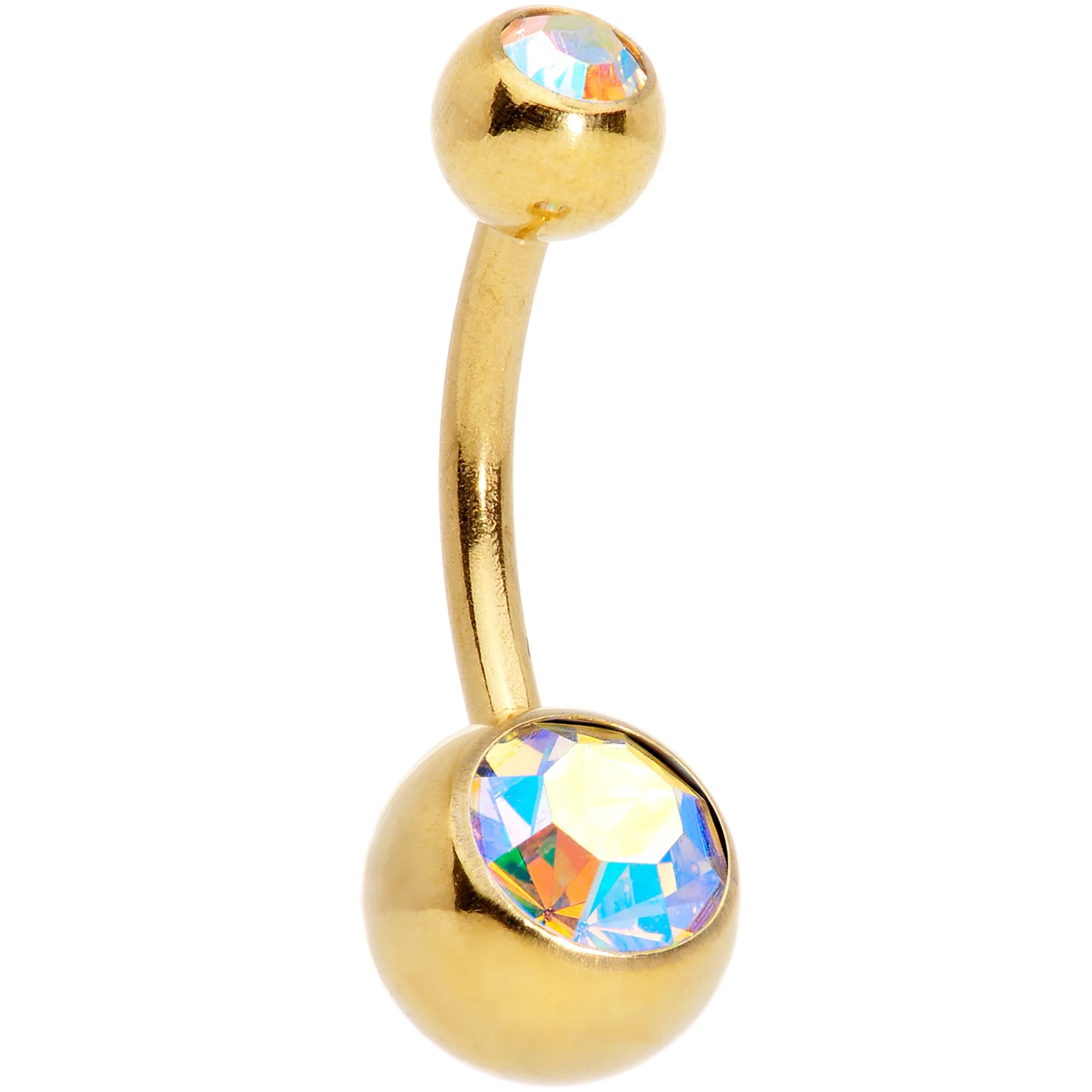 Aurora Gem Gold Tone Elegant Dance Belly Ring Set of 3 - Image 3