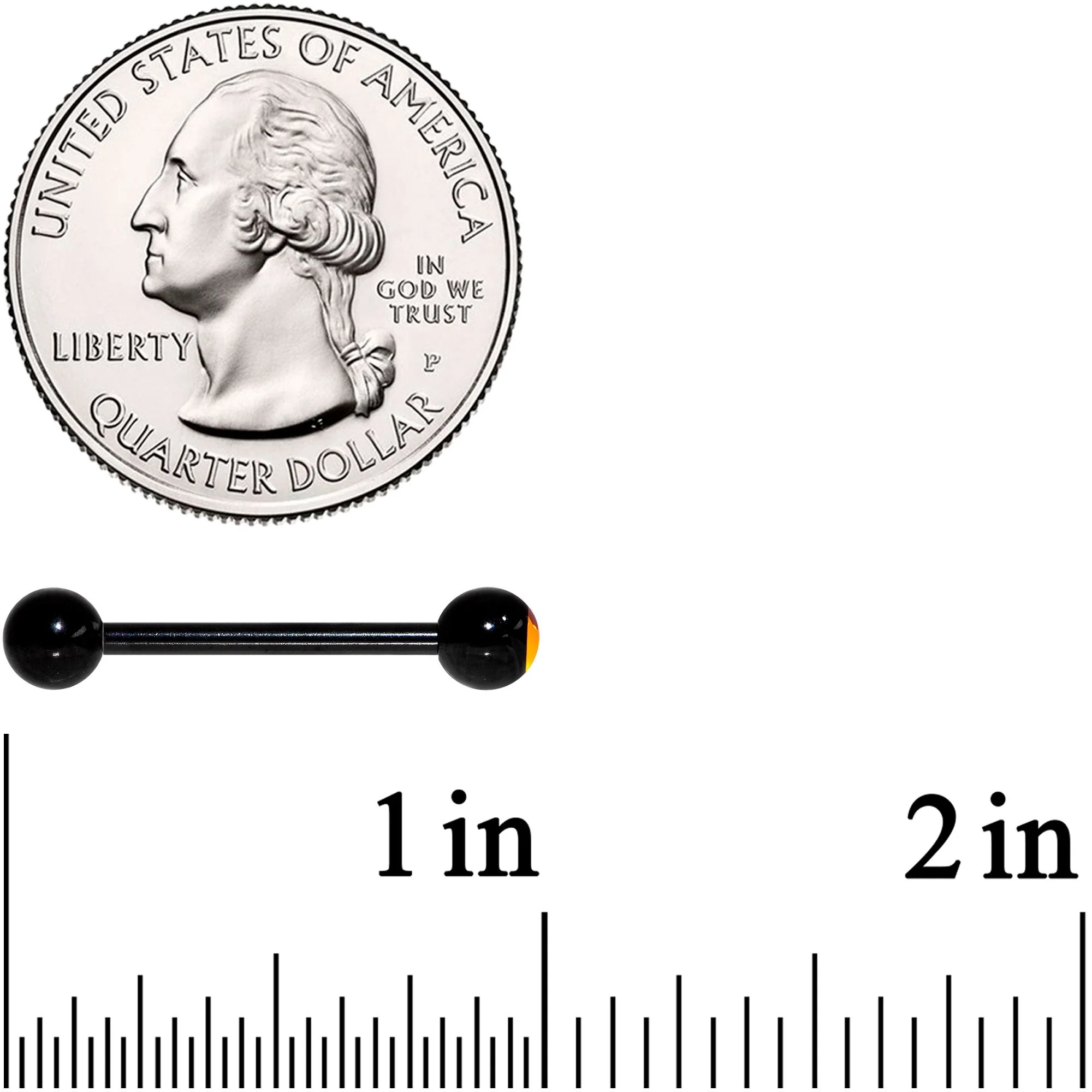 Aurora Gem Inlay Black Barbell Tongue Ring Set of 5 - Image 4