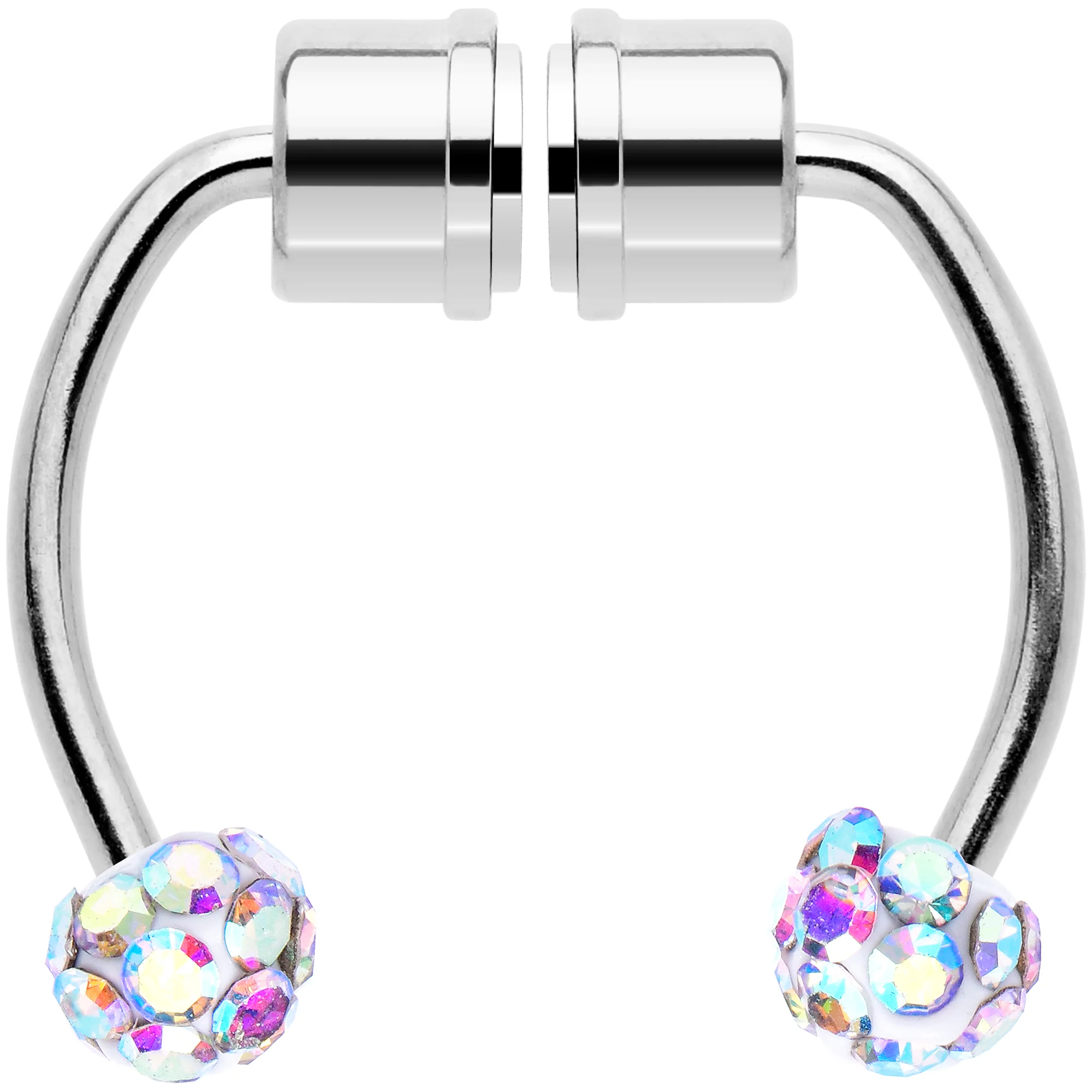 Aurora Gem Magnetic Septum Ring Horseshoe Non-Pierced Fake Nose Ring Set - Image 3