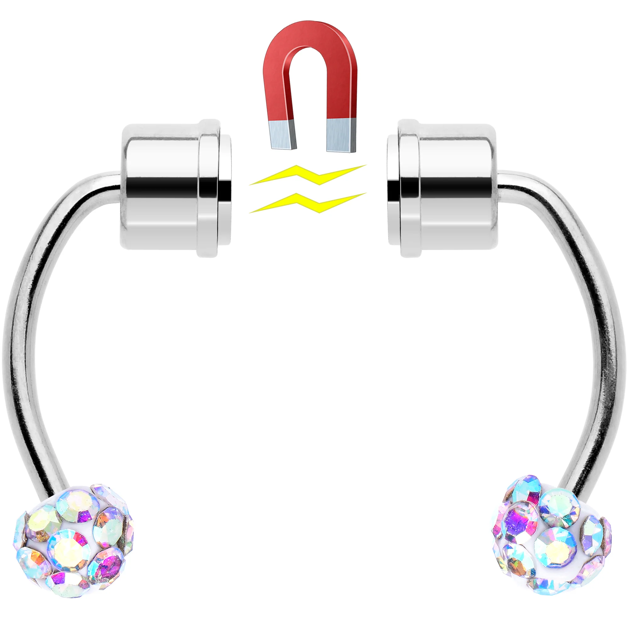Aurora Gem Magnetic Septum Ring Horseshoe Non-Pierced Fake Nose Ring Set - Image 4
