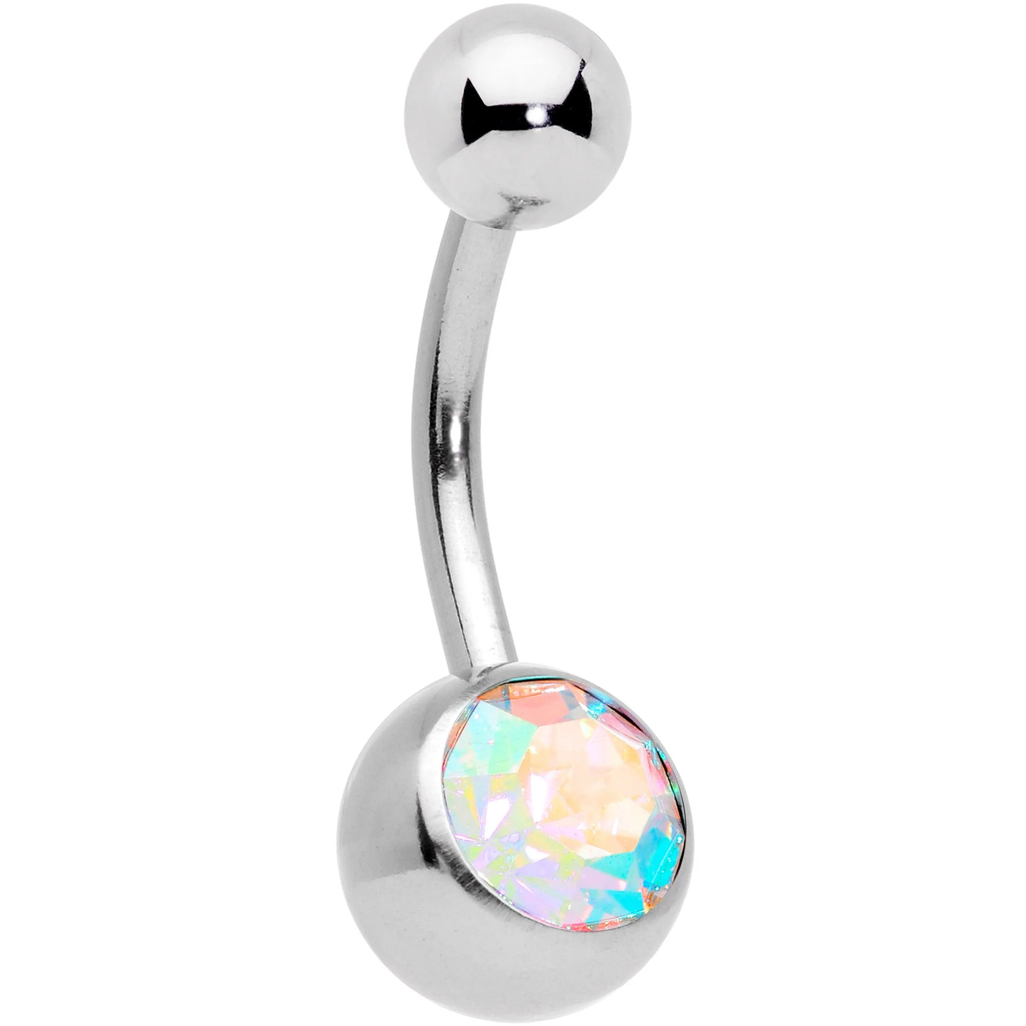 Aurora Gem Pink Pearlescent Glitter Heart Belly Ring Set of 4 - Image 2