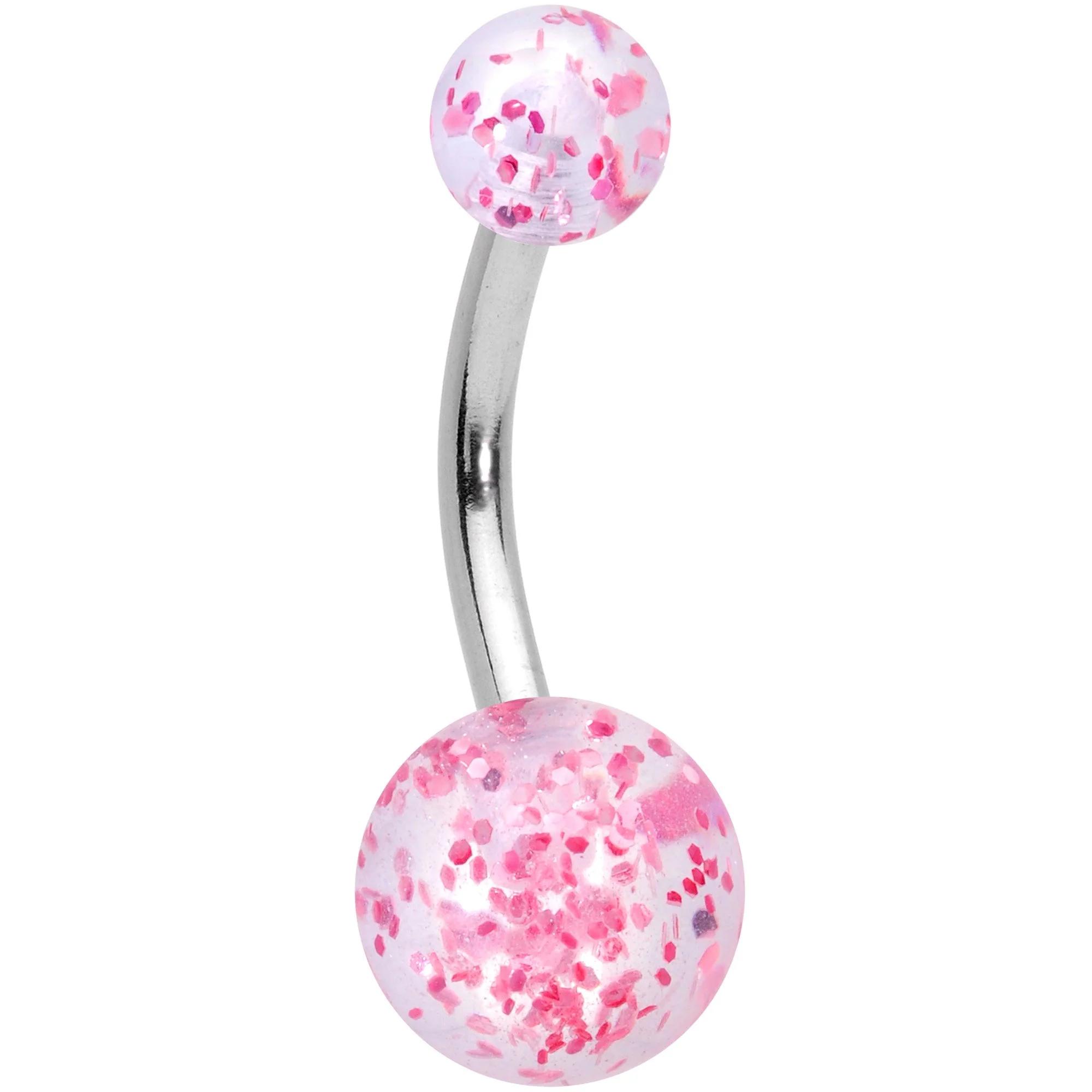 Aurora Gem Pink Pearlescent Glitter Heart Belly Ring Set of 4 - Image 4