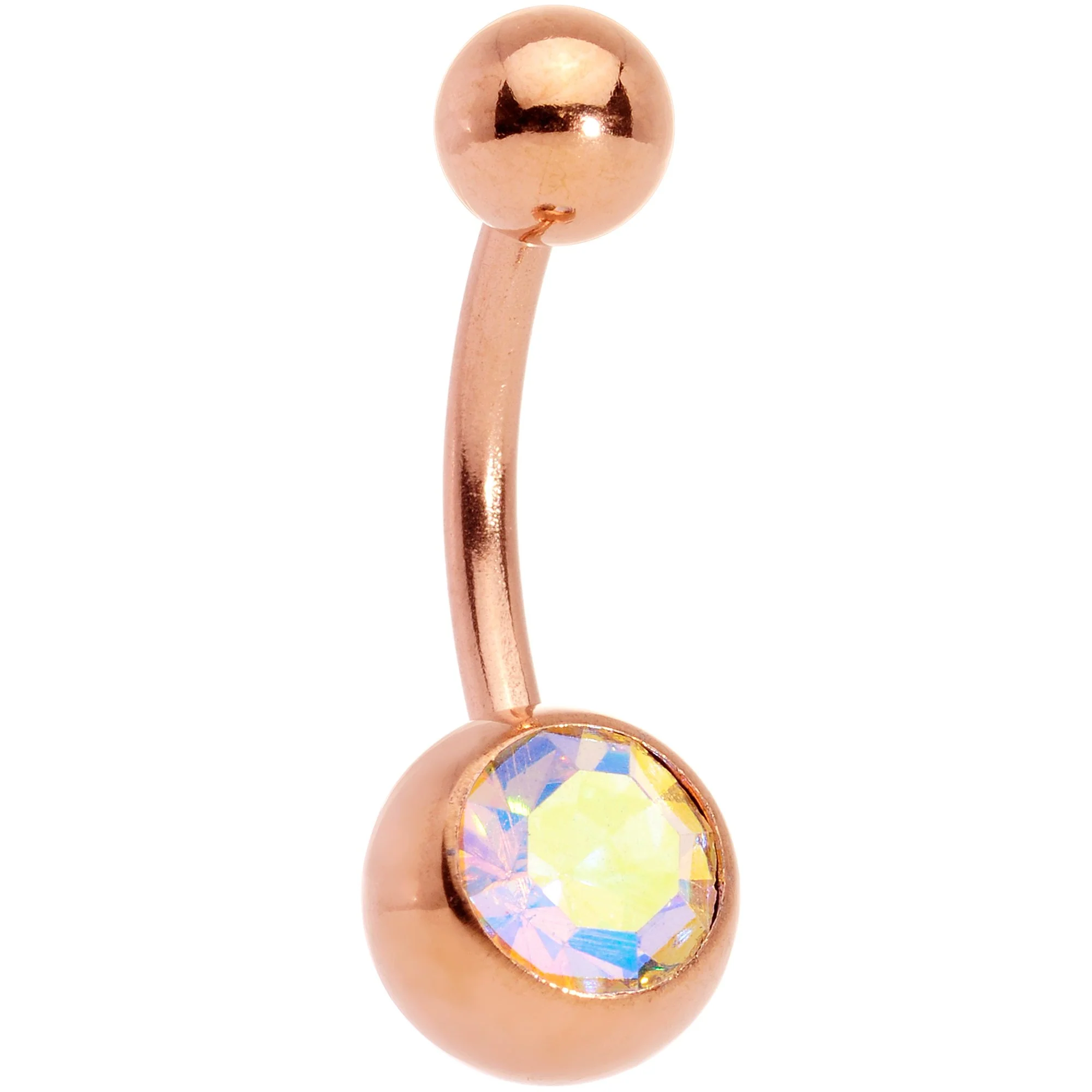 Aurora Gem Rose Gold Tone Variety Bulldog Belly Ring Set of 4 - Image 3