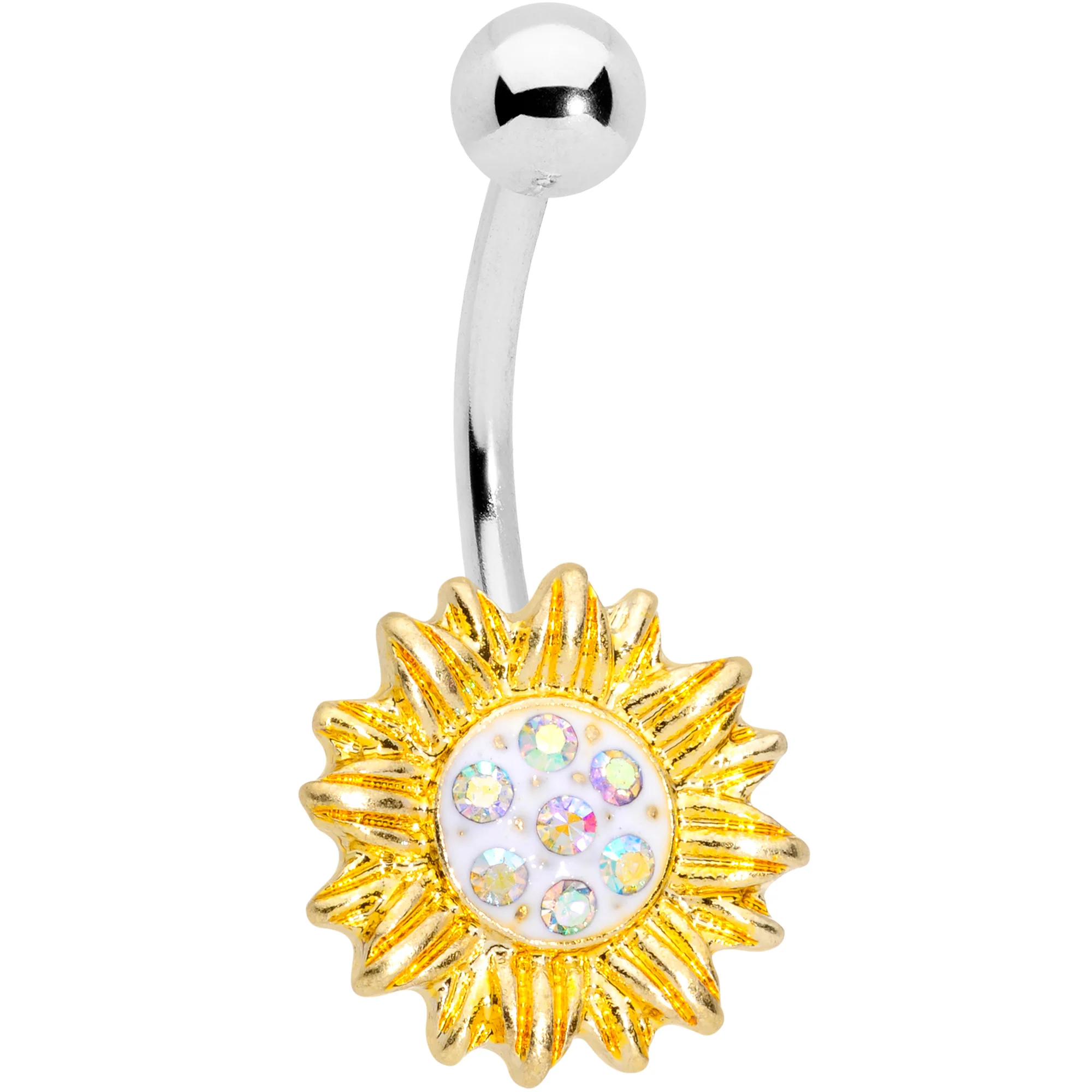 Aurora Gem Scintillating Sunflower Belly Ring