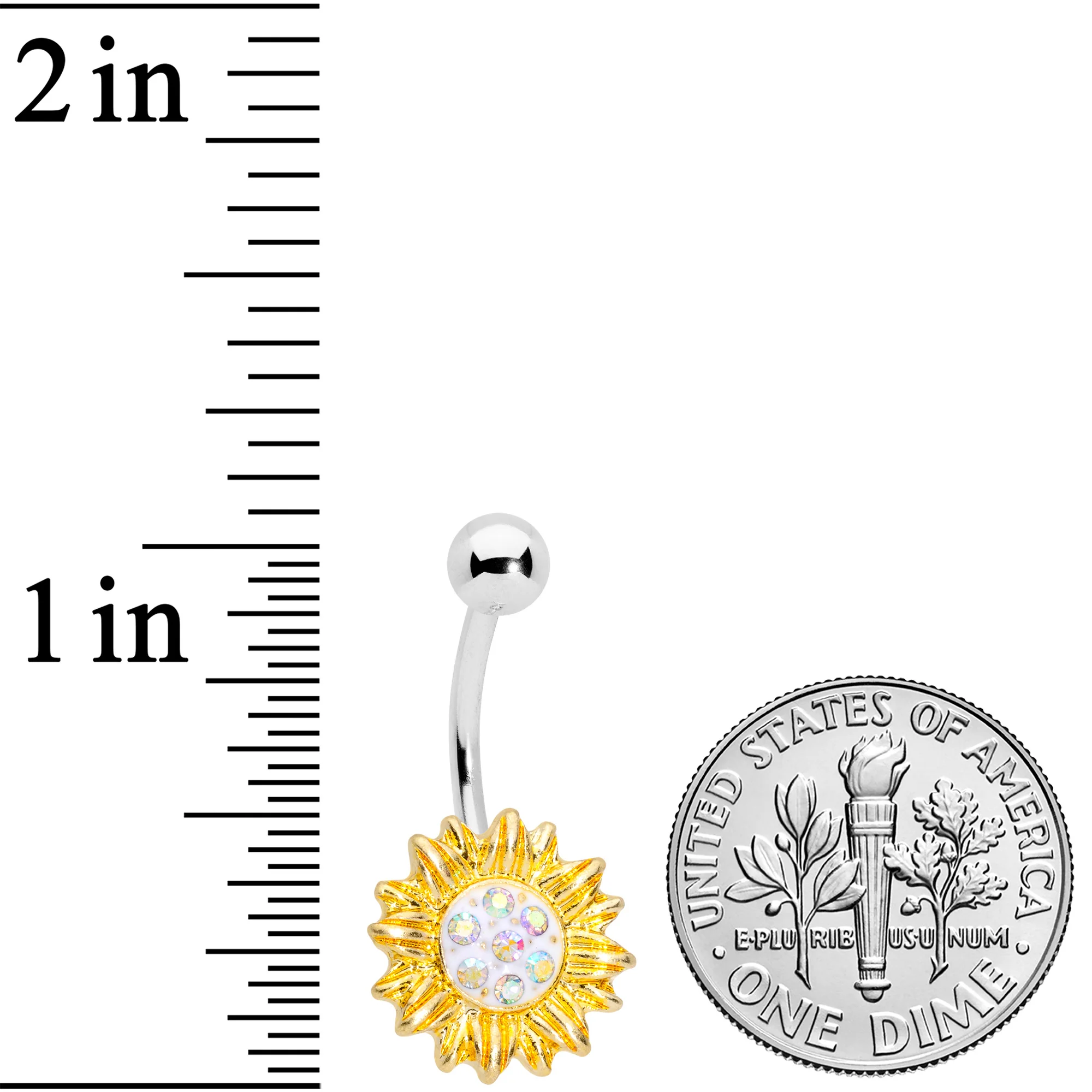 Aurora Gem Scintillating Sunflower Belly Ring - Image 2
