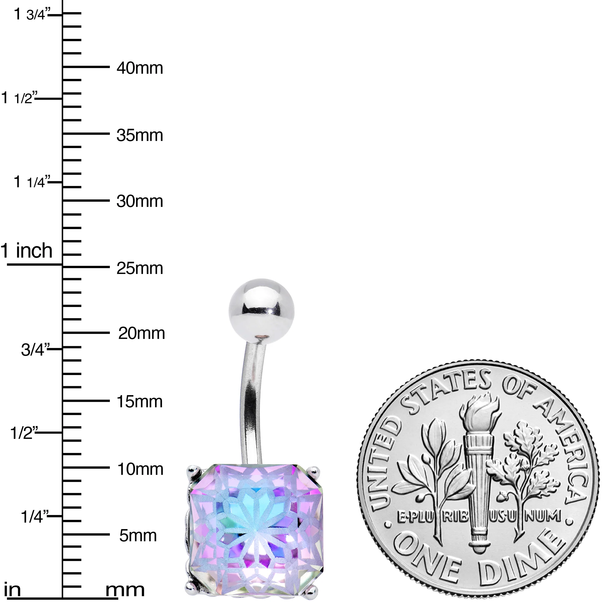 Aurora Gem Square Stylish Elegance Mandala Flower Belly Ring - Image 3